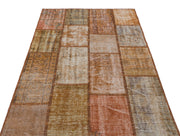Iskece 31186 Brown Patchwork Wool Handmade Area Rug 3'11" x 5'11"