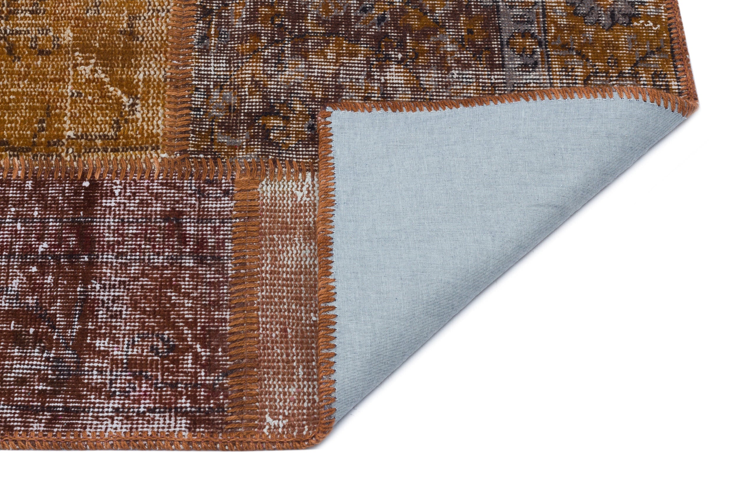 Iskece 31188 Brown Patchwork Wool Handmade Area Rug 3'11" x 5'11"