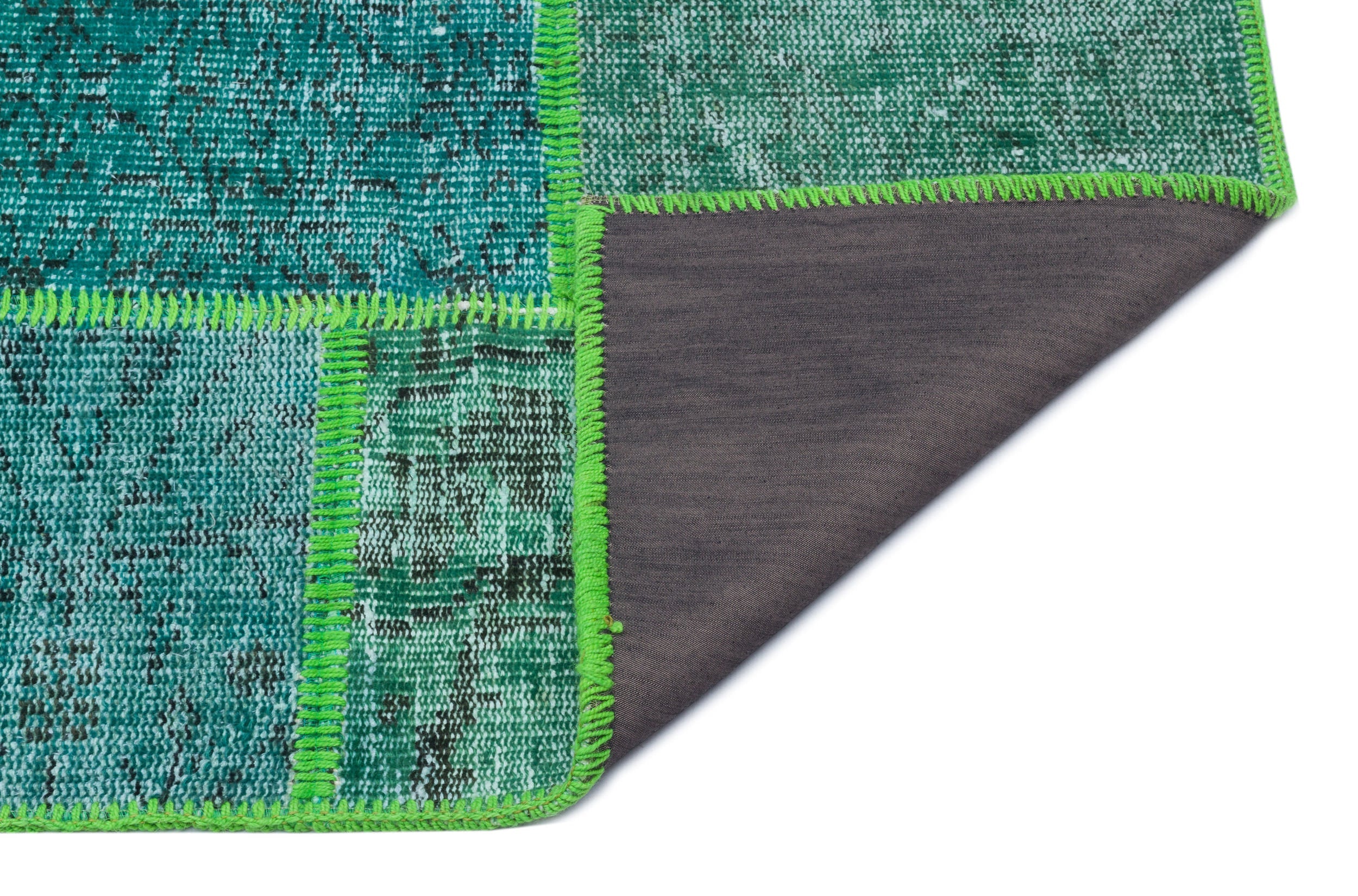 Iskece 31199 Green Vintage Wool Handmade Area Rug 3'11" x 5'11"