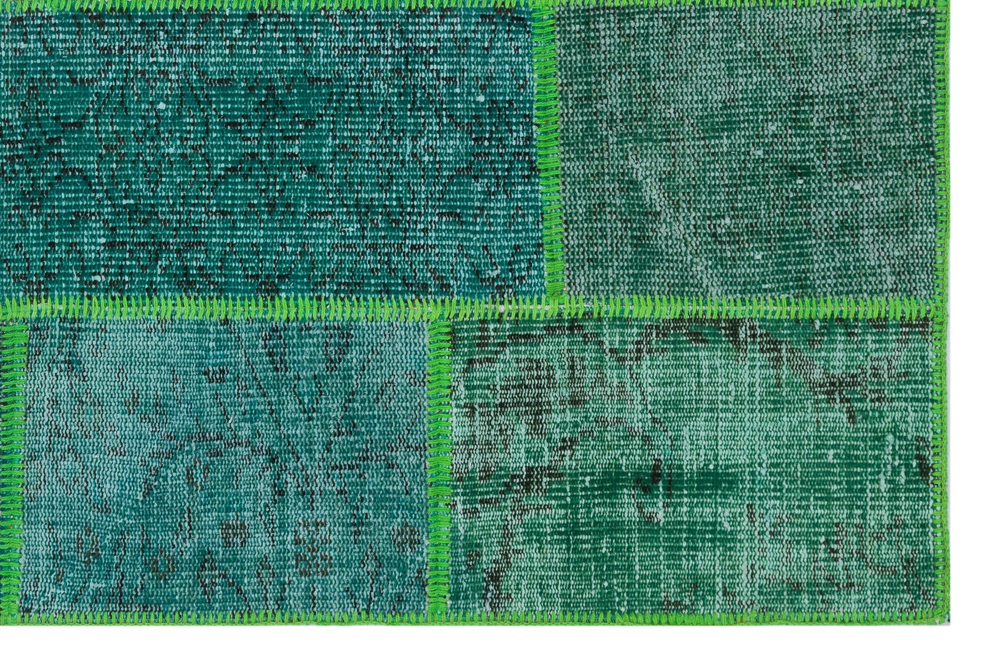 Iskece 31199 Green Vintage Wool Handmade Area Rug 3'11" x 5'11"
