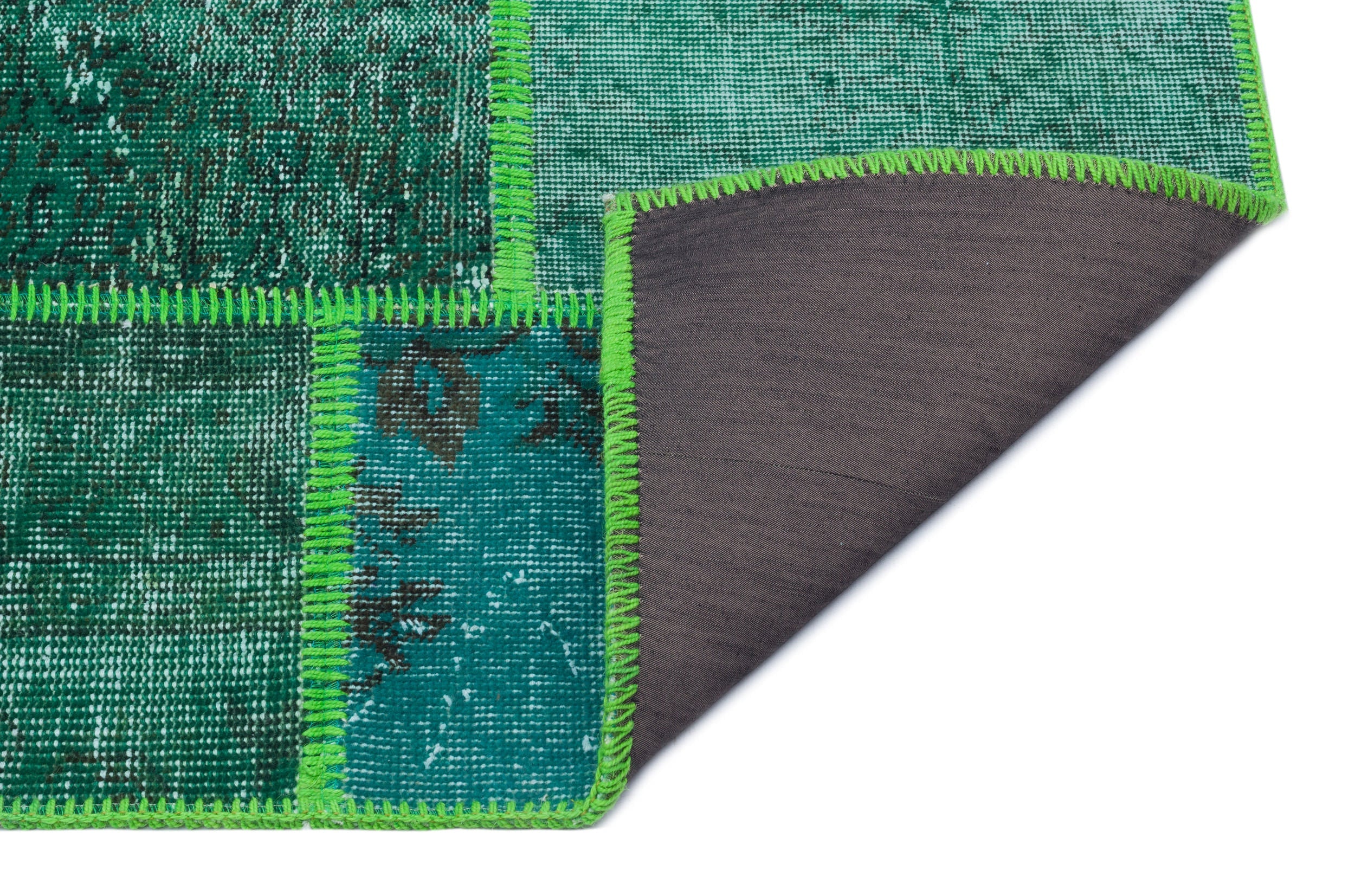 Iskece 31206 Green Vintage Wool Handmade Area Rug 3'11" x 5'11"