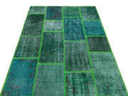 Iskece 31206 Green Vintage Wool Handmade Area Rug 3'11" x 5'11"
