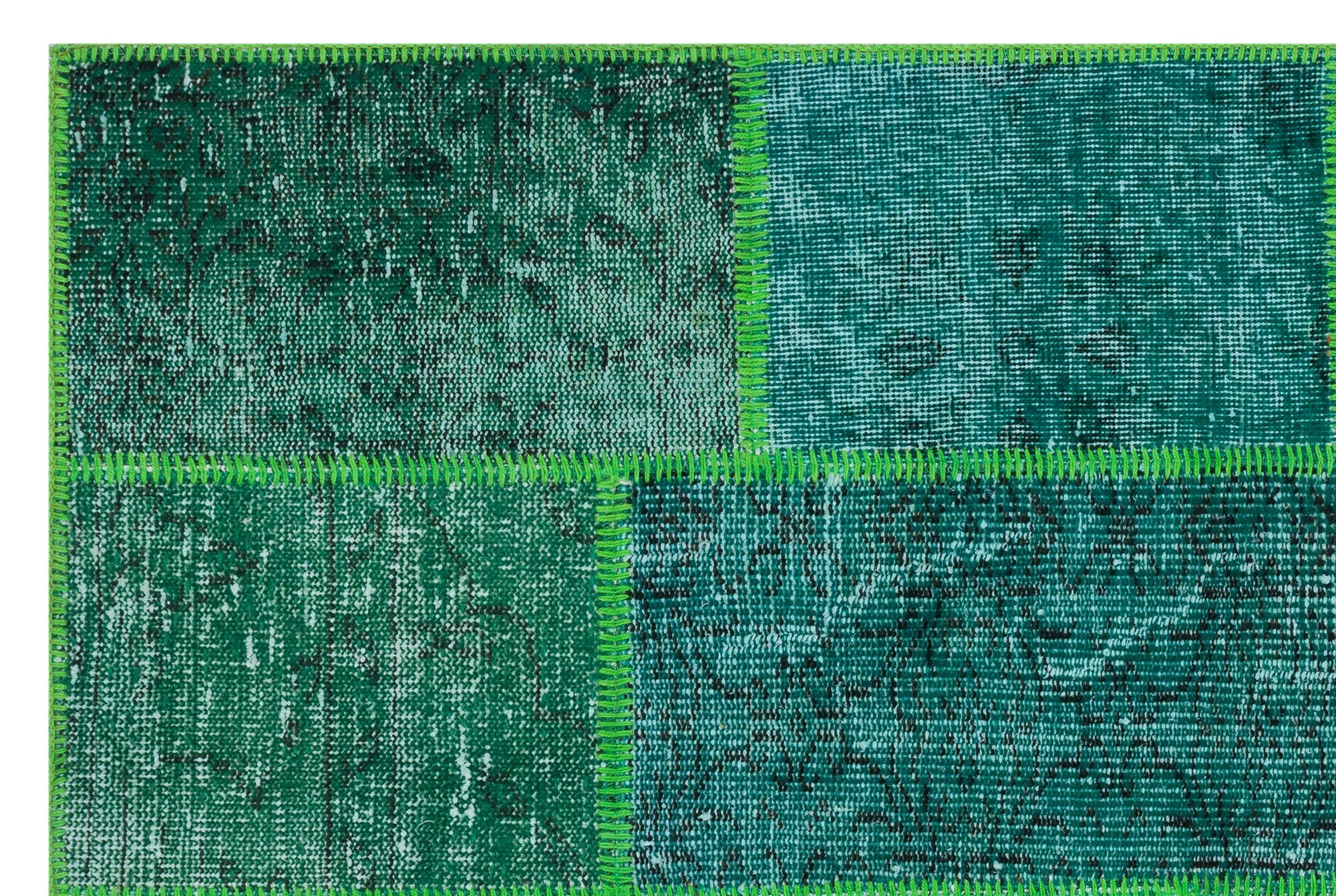 Iskece 31206 Green Vintage Wool Handmade Area Rug 3'11" x 5'11"