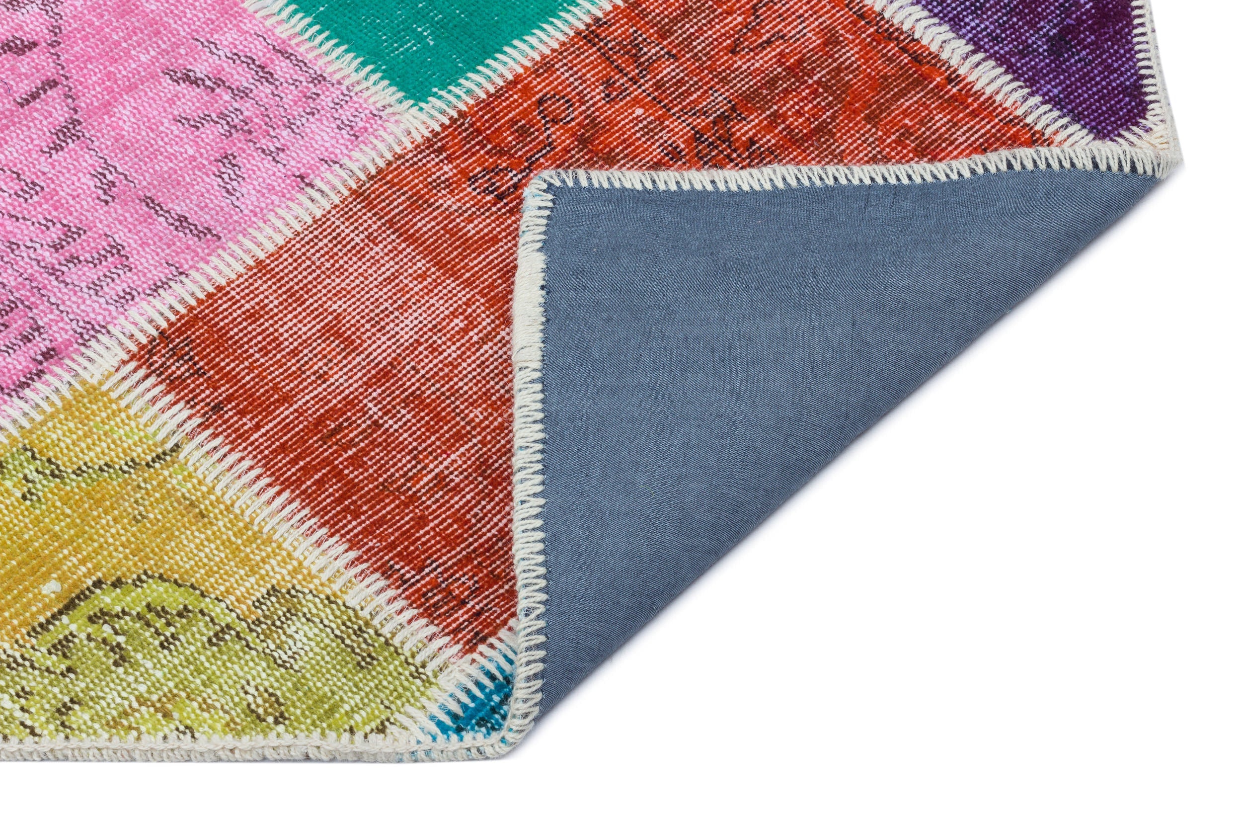 Iskece 31221 Beige Patchwork Wool Handmade Area Rug 3'11" x 5'11"