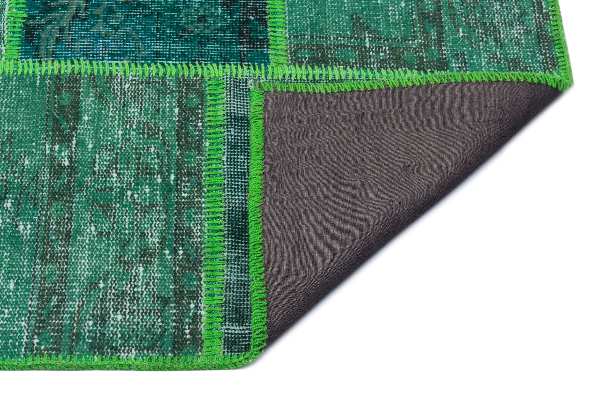 Iskece 31224 Green Vintage Wool Handmade Area Rug 5'3" x 7'7"
