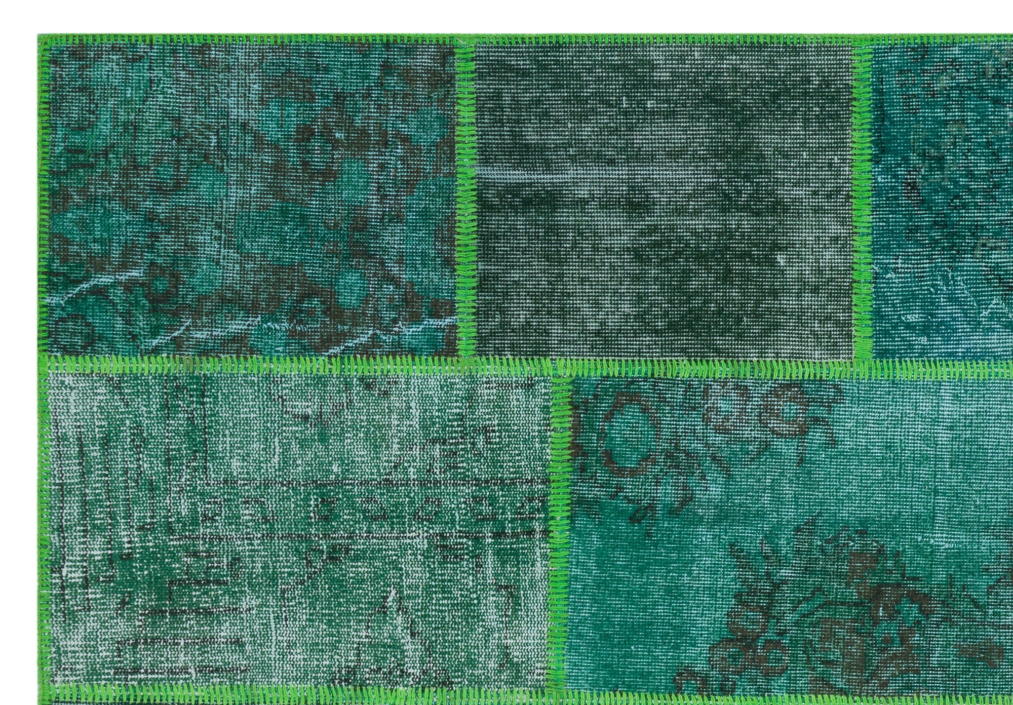 Iskece 31224 Green Vintage Wool Handmade Area Rug 5'3" x 7'7"