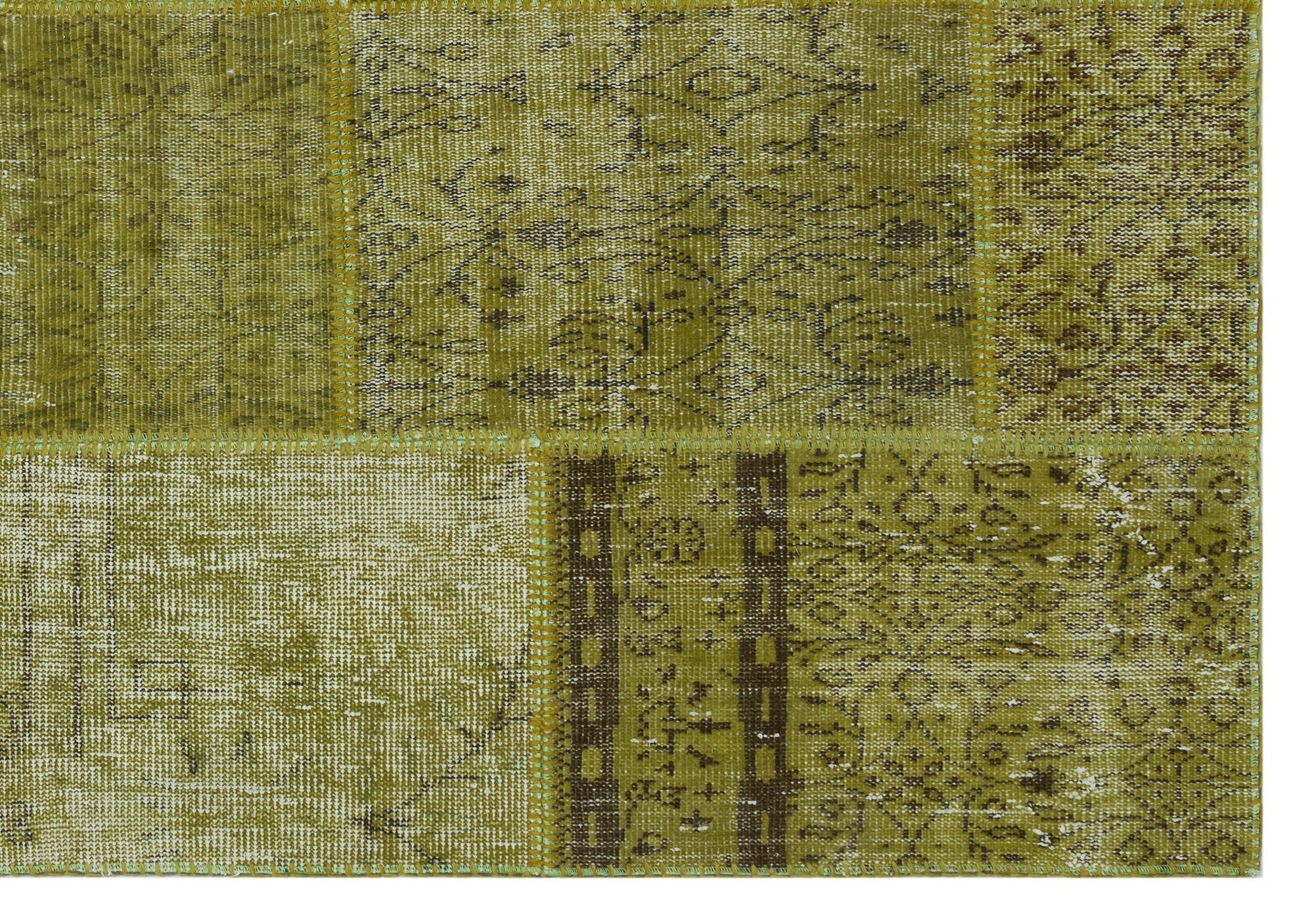 Iskece 31232 Green Vintage Wool Handmade Area Rug 5'3" x 7'7"