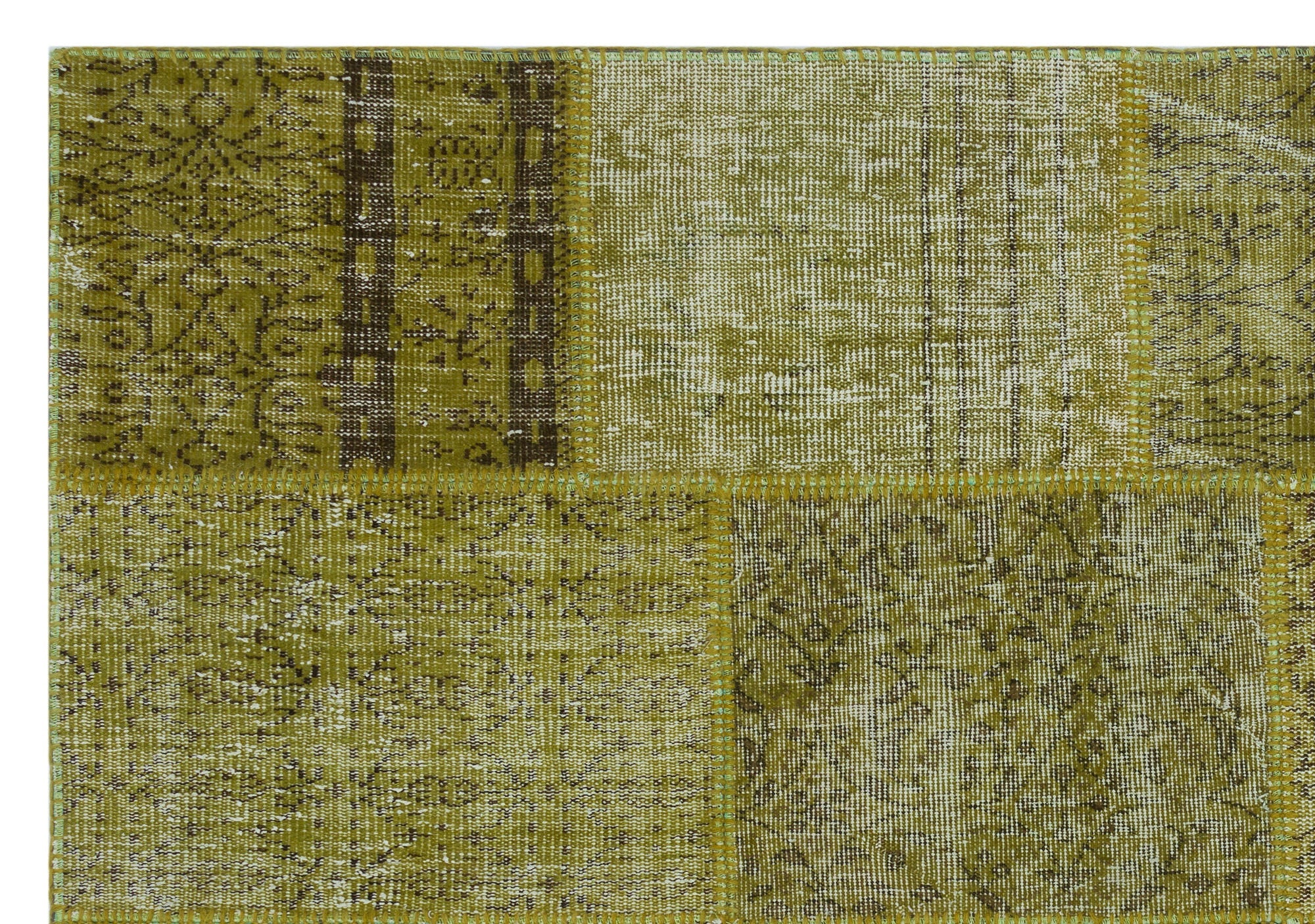 Iskece 31232 Green Vintage Wool Handmade Area Rug 5'3" x 7'7"
