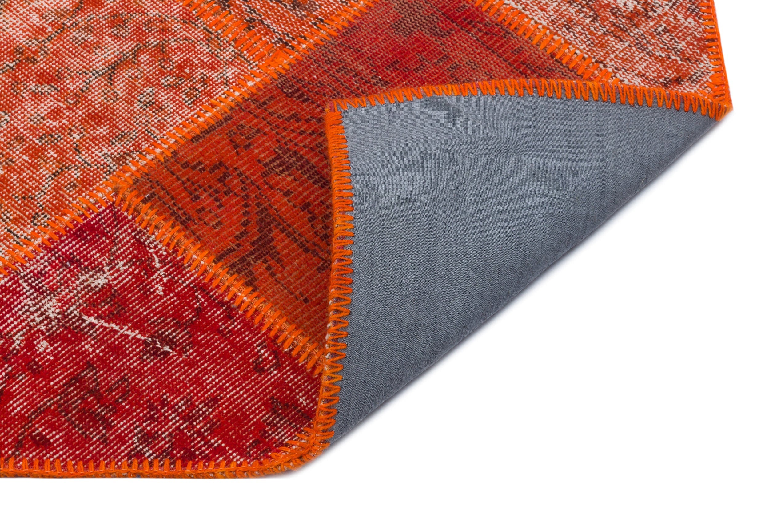 Iskece 31249 Orange Vintage Wool Handmade Area Rug 5'3" x 7'7"