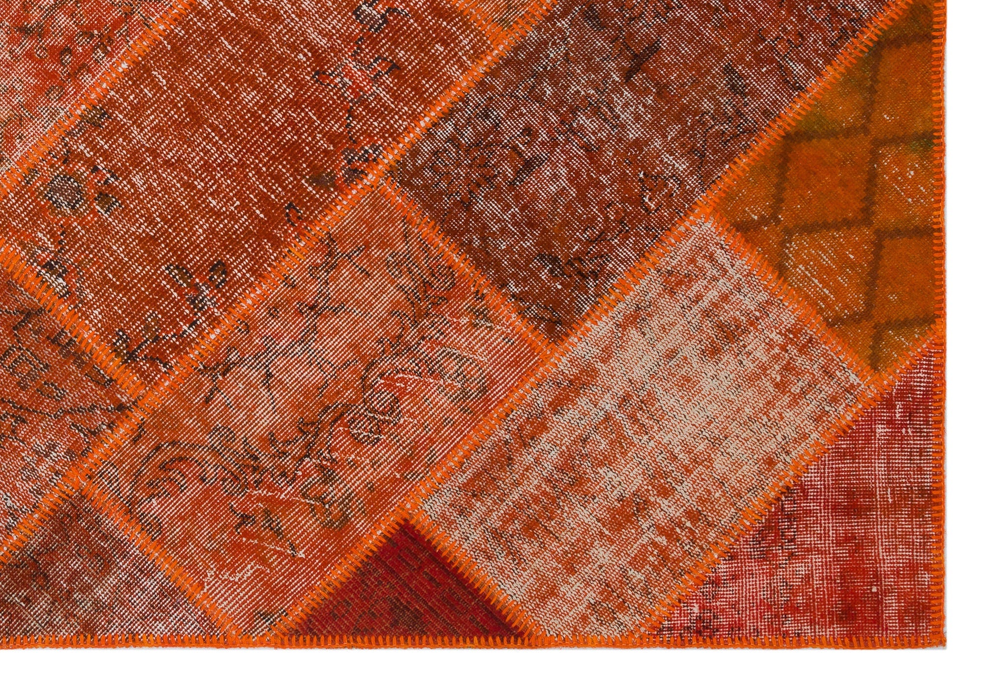 Iskece 31249 Orange Vintage Wool Handmade Area Rug 5'3" x 7'7"