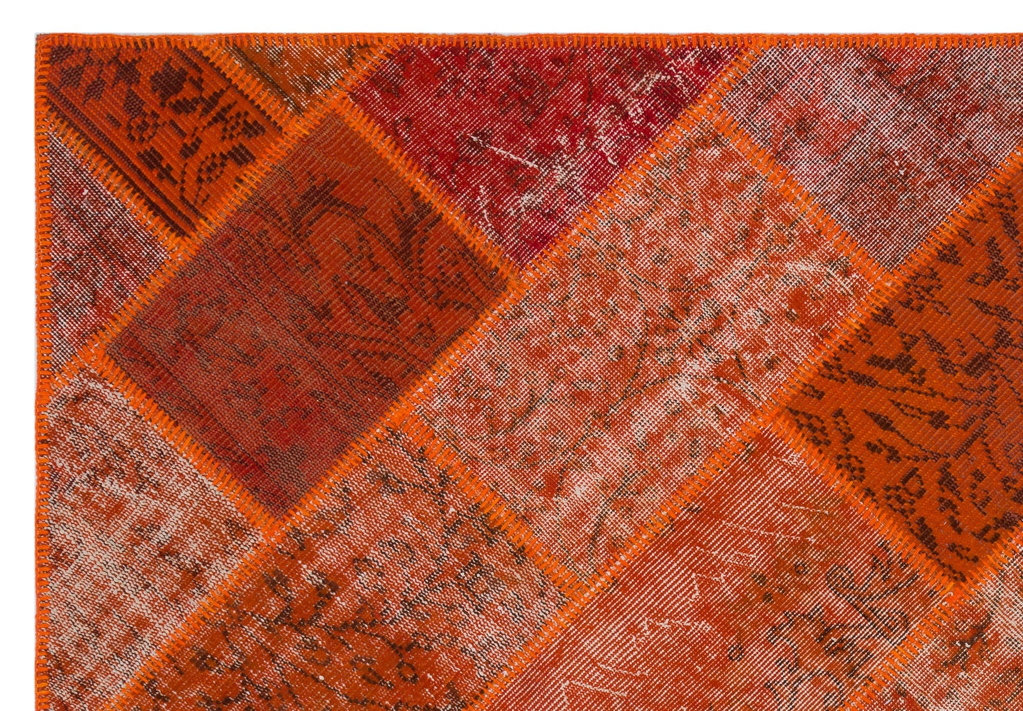Iskece 31249 Orange Vintage Wool Handmade Area Rug 5'3" x 7'7"