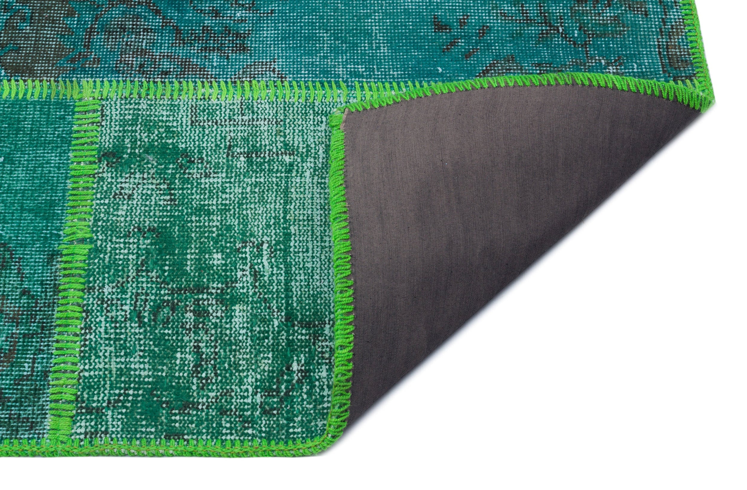 Iskece 31260 Green Vintage Wool Handmade Area Rug 5'3" x 7'7"