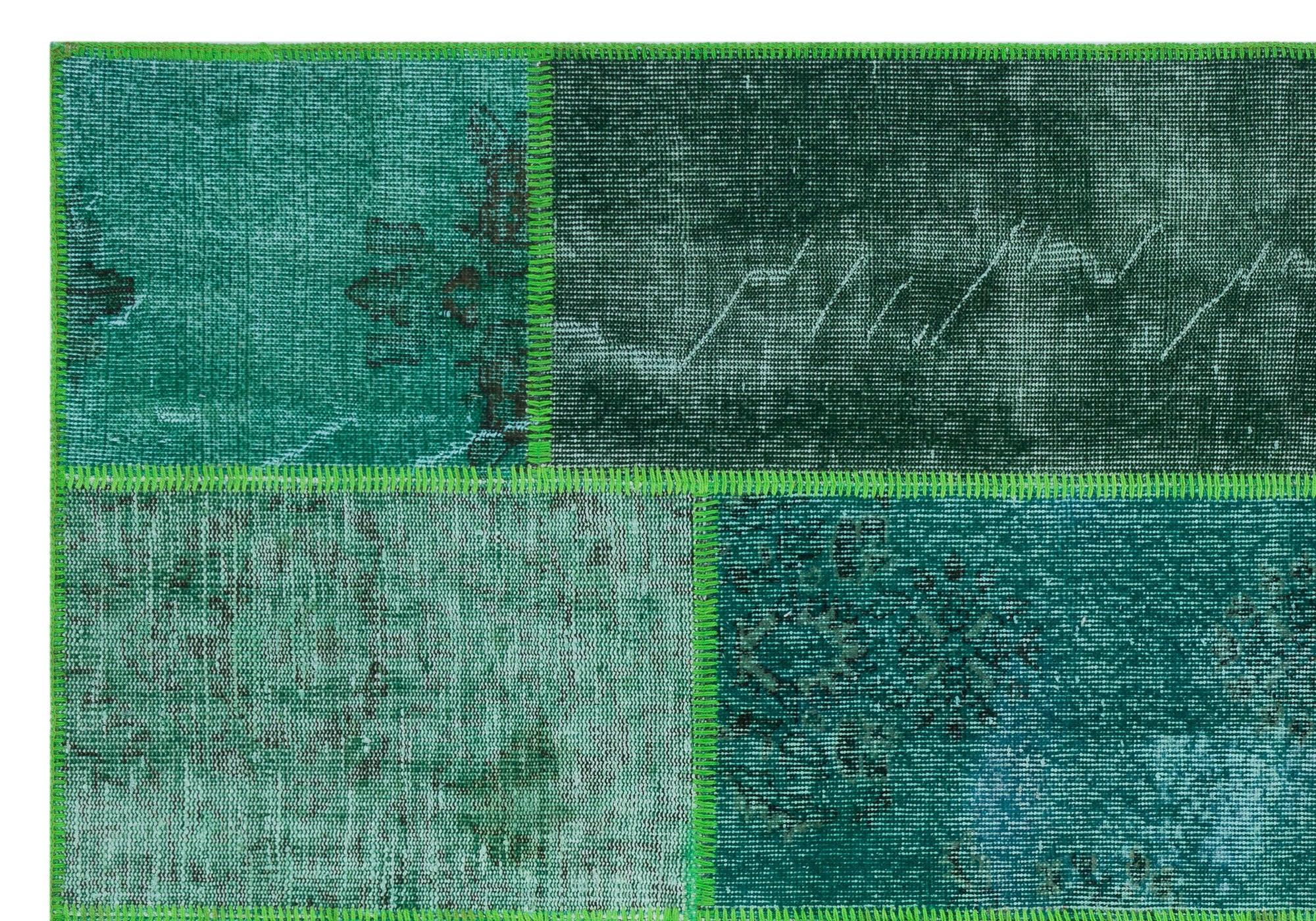 Iskece 31260 Green Vintage Wool Handmade Area Rug 5'3" x 7'7"