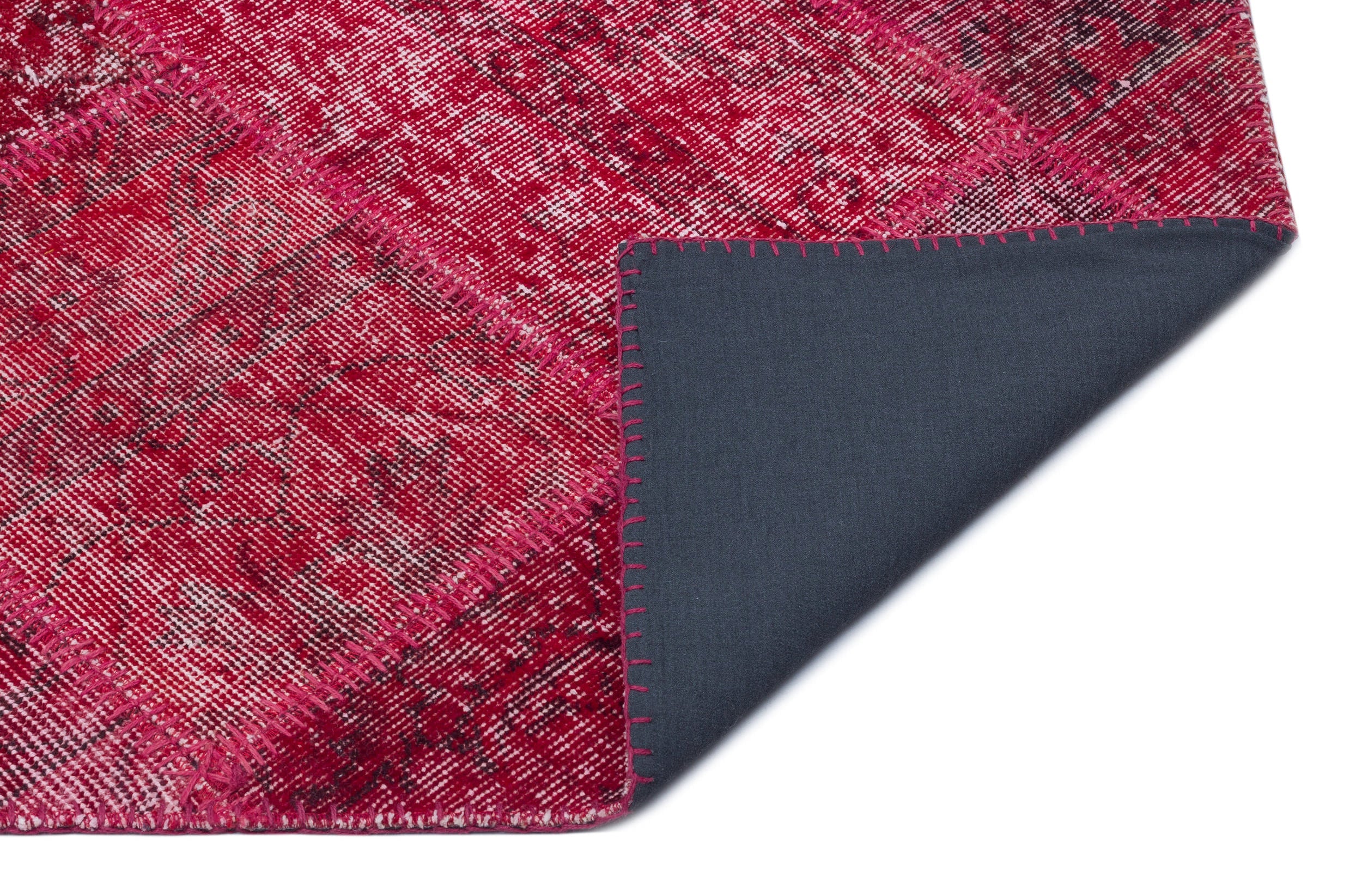 Iskece 31266 Red Patchwork Wool Handmade Area Rug 5'3" x 7'7"
