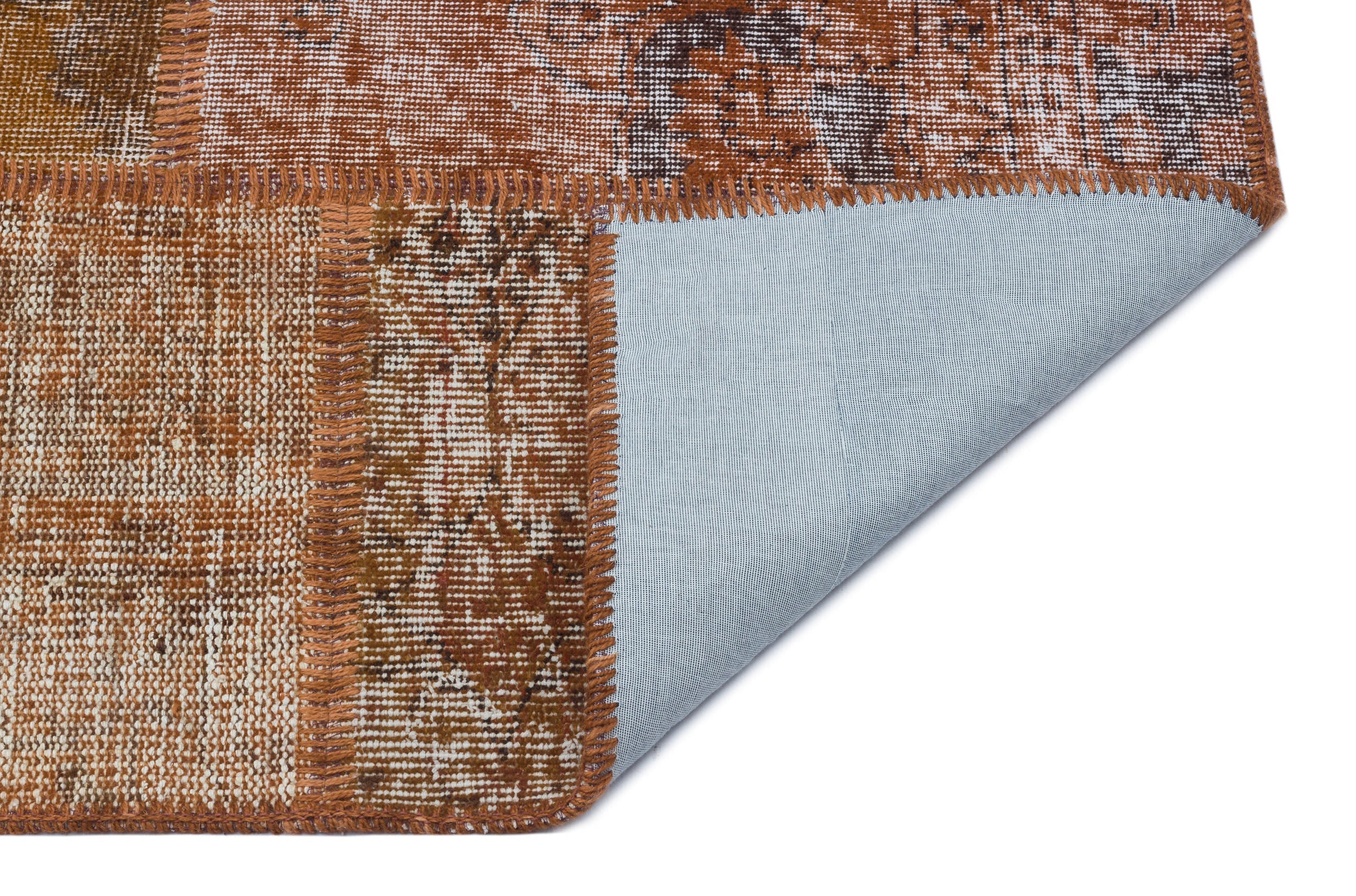 Iskece 31268 Brown Patchwork Wool Handmade Area Rug 5'3" x 7'7"