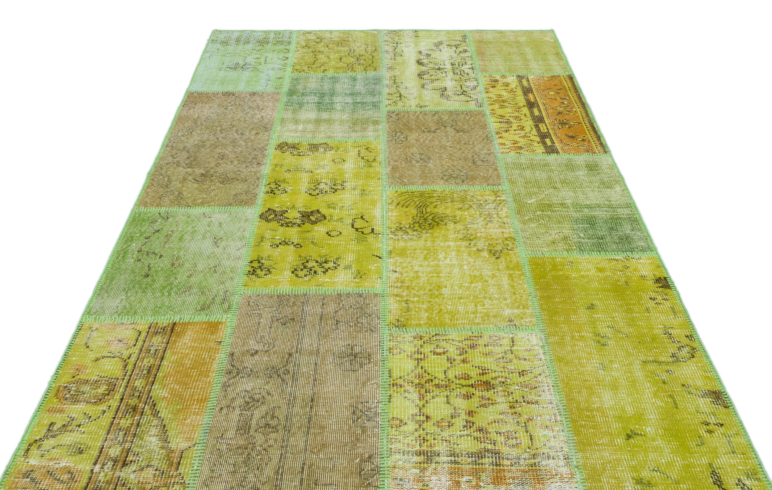 Iskece 31273 Yellow Vintage Wool Handmade Area Rug 5'3" x 7'7"