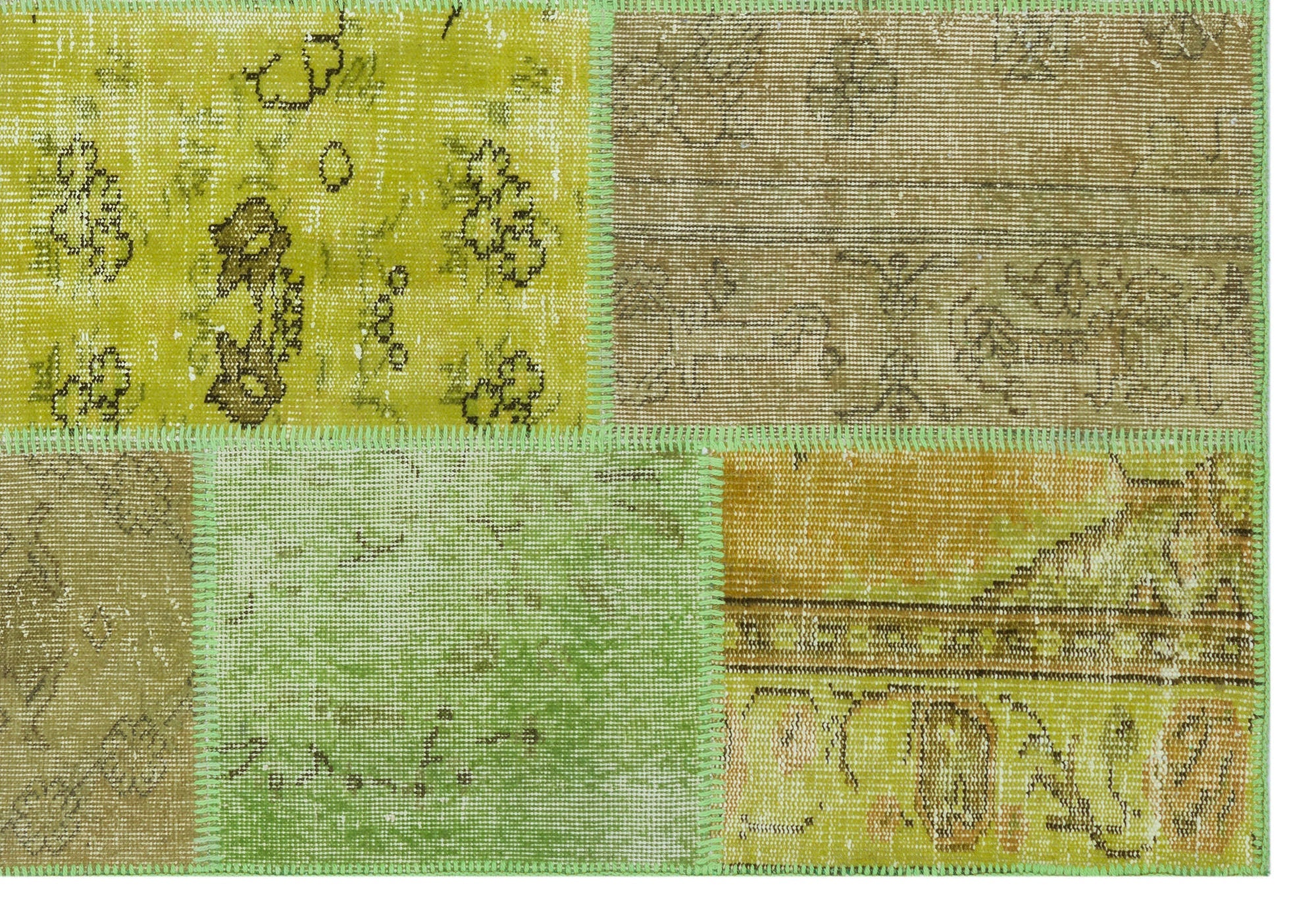 Iskece 31273 Yellow Vintage Wool Handmade Area Rug 5'3" x 7'7"