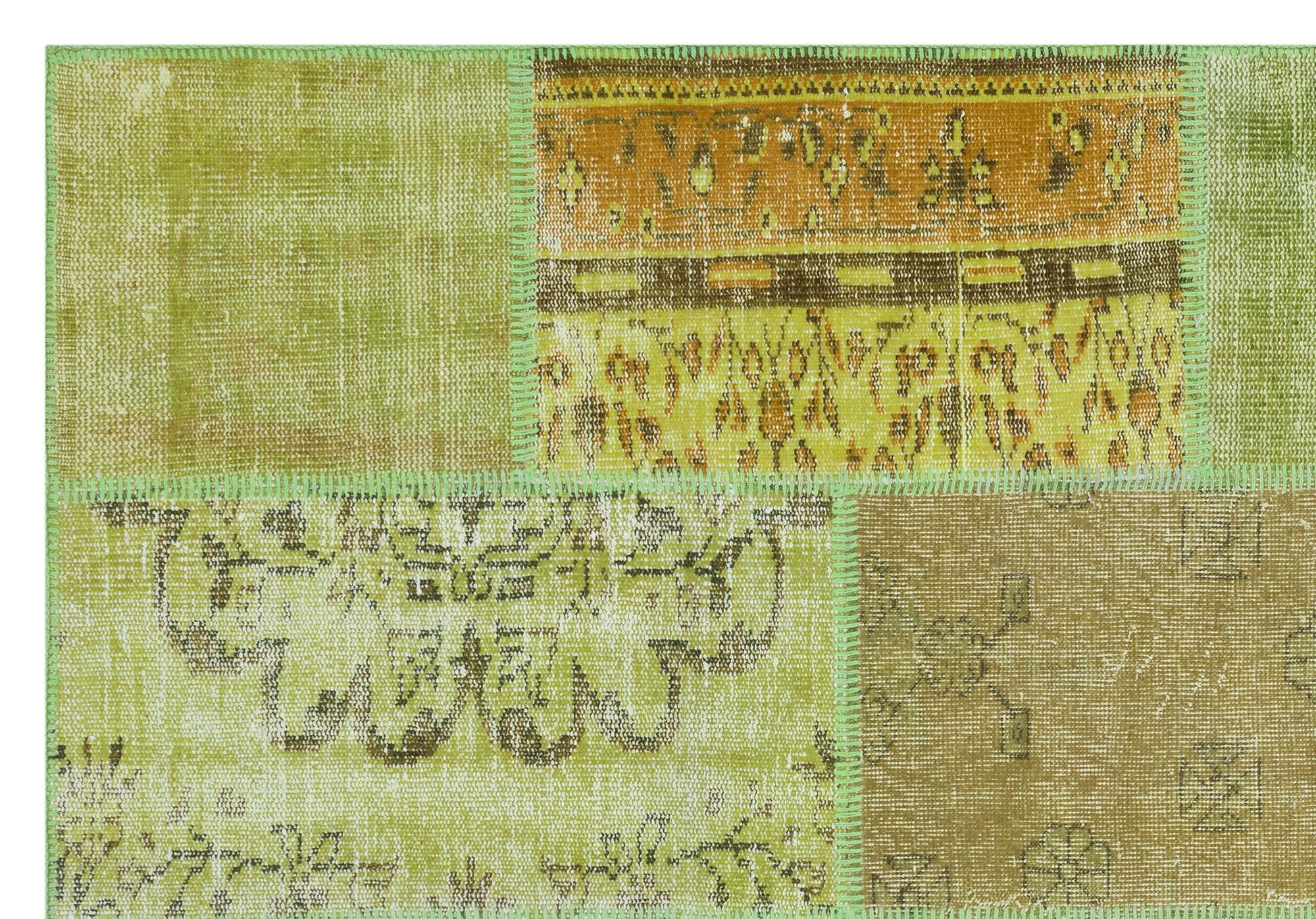 Iskece 31273 Yellow Vintage Wool Handmade Area Rug 5'3" x 7'7"