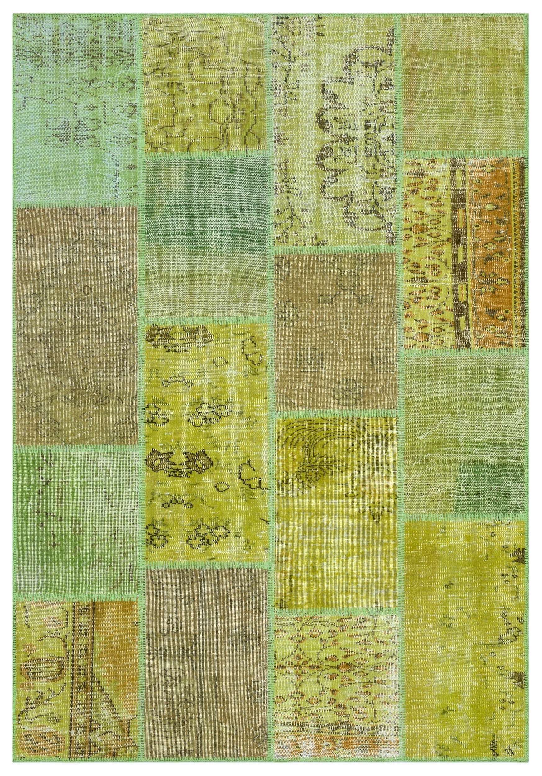 Iskece 31273 Yellow Vintage Wool Handmade Area Rug 5'3" x 7'7"
