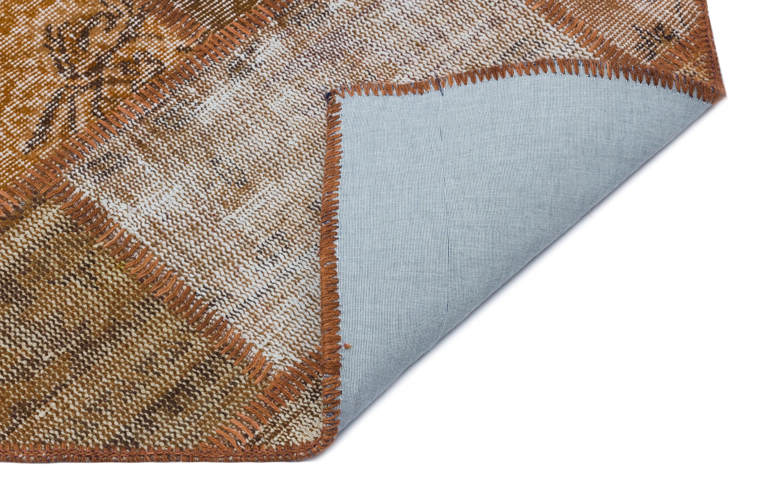 Iskece 31313 Brown Patchwork Wool Handmade Area Rug 5'3" x 7'7"