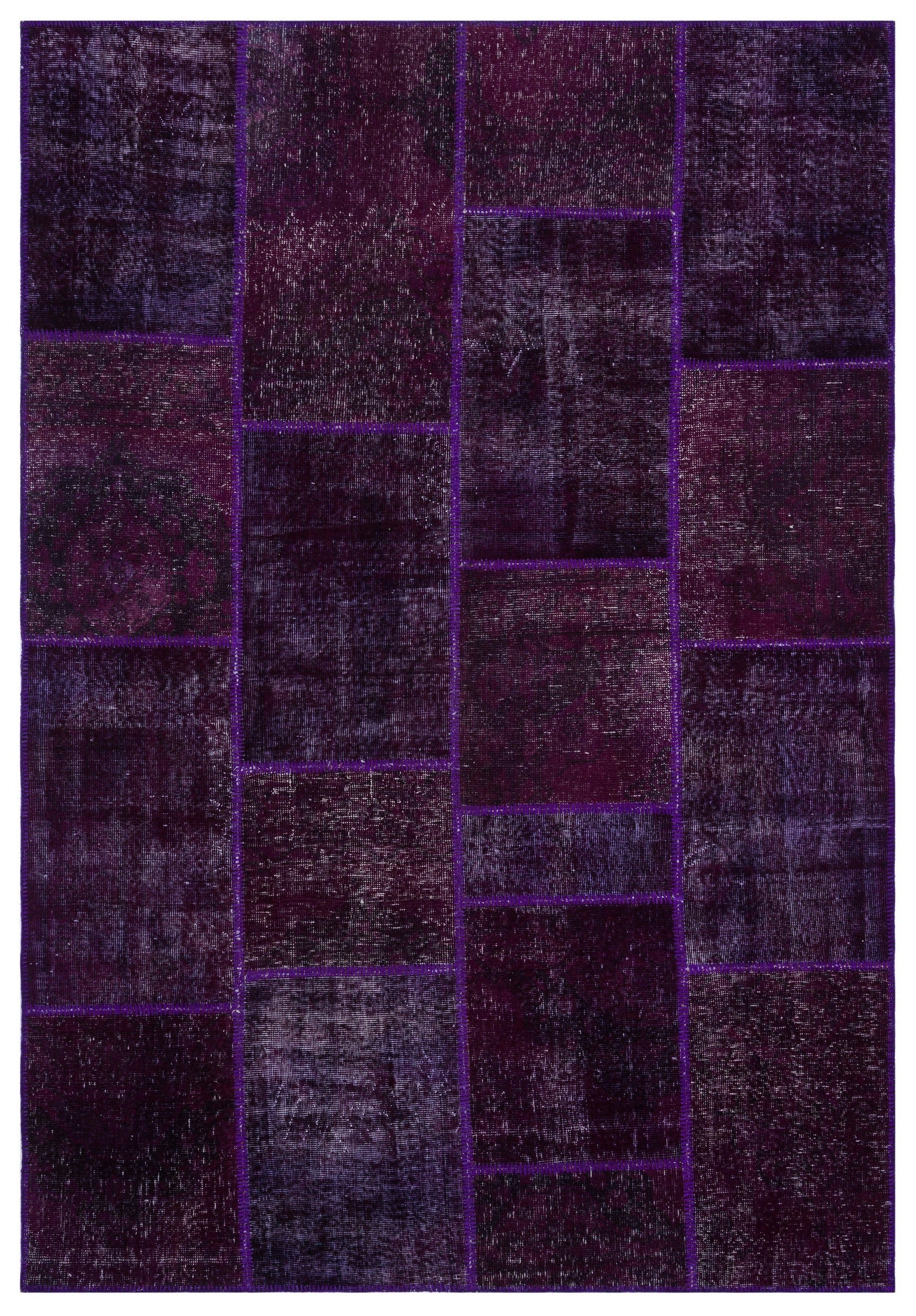 Iskece Purple Vintage Wool Handmade Area Rug 6'3" x 9'2"