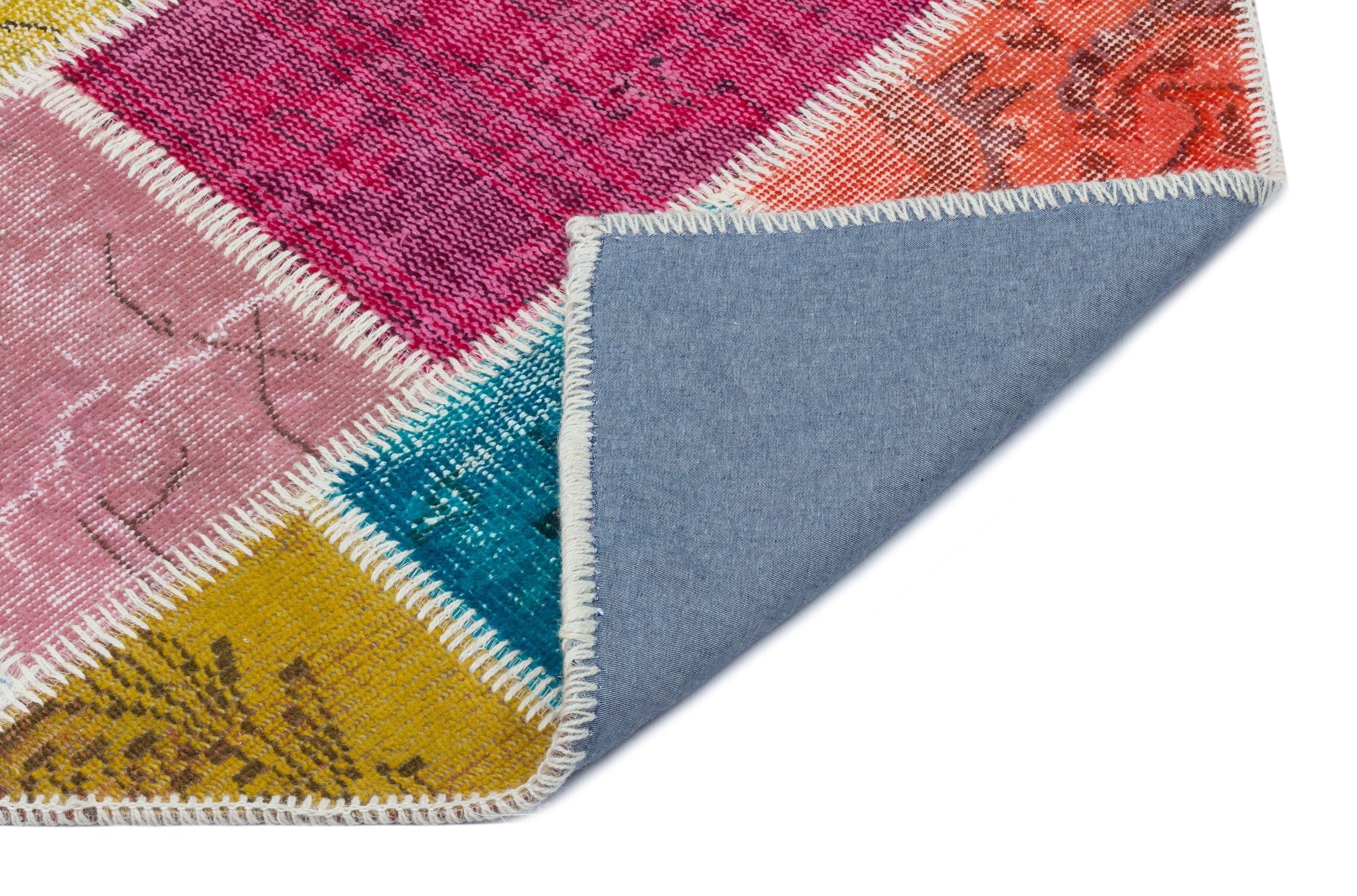 Iskece 31350 Beige Patchwork Wool Handmade Area Rug 2'7" x 4'11"