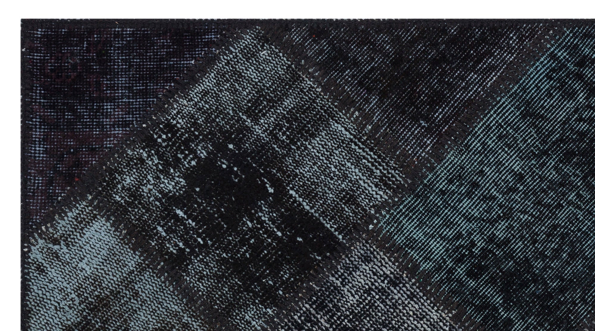 Iskece 31367 Black Patchwork Wool Handmade Area Rug 2'7" x 4'11"