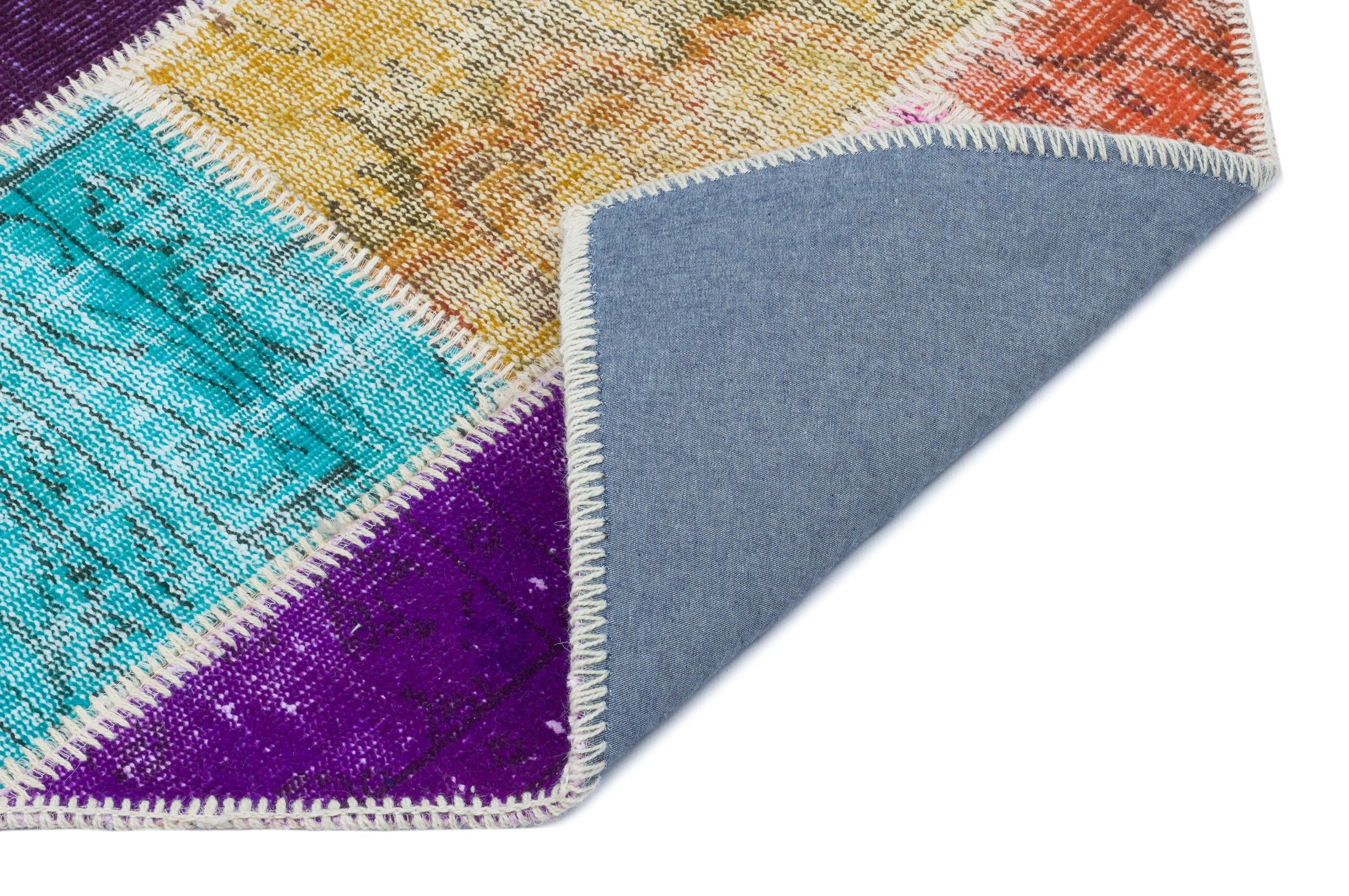 Iskece 31375 Beige Patchwork Wool Handmade Area Rug 2'7" x 4'11"