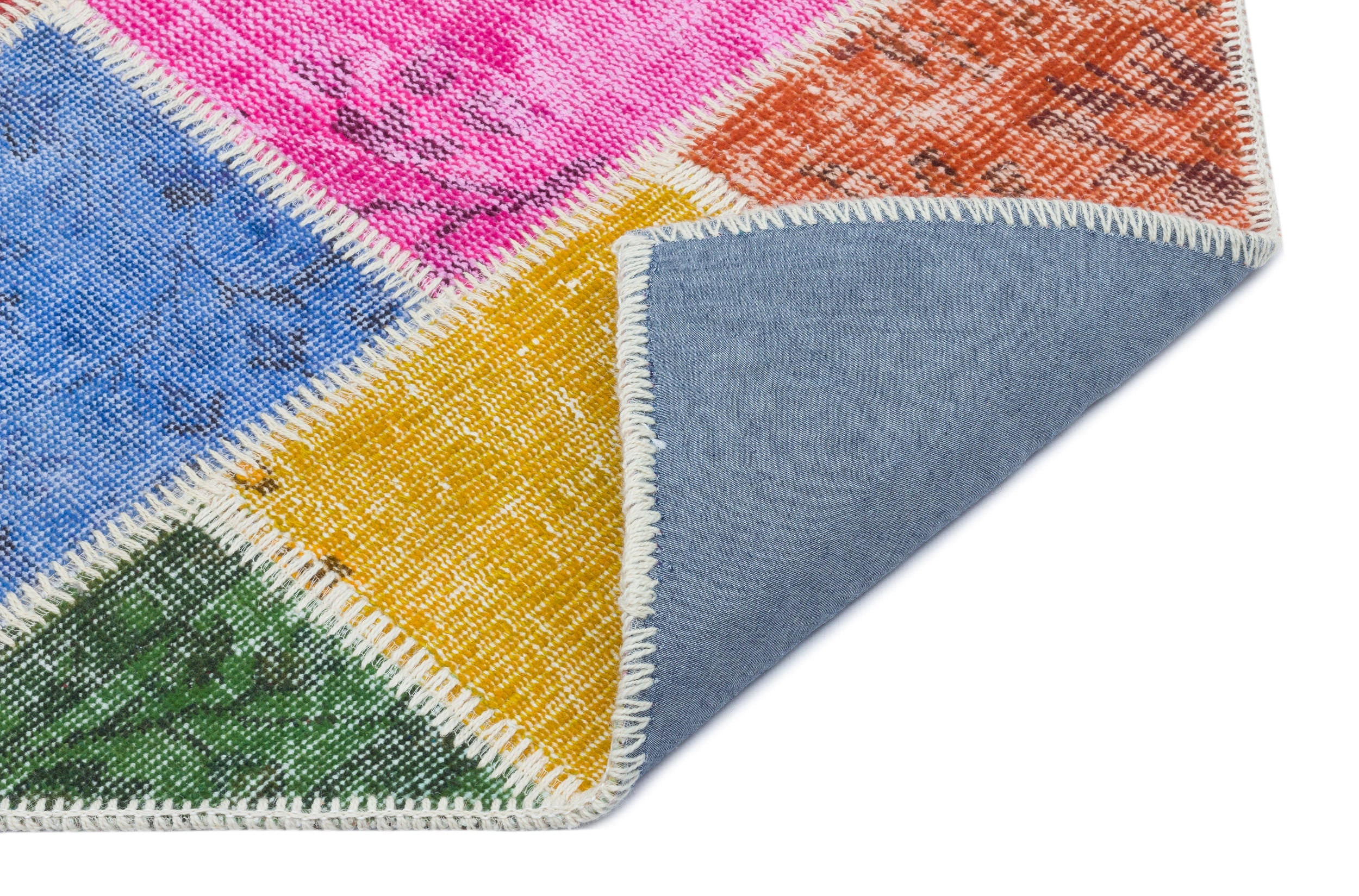 Iskece 31376 Beige Patchwork Wool Handmade Area Rug 2'7" x 4'11"