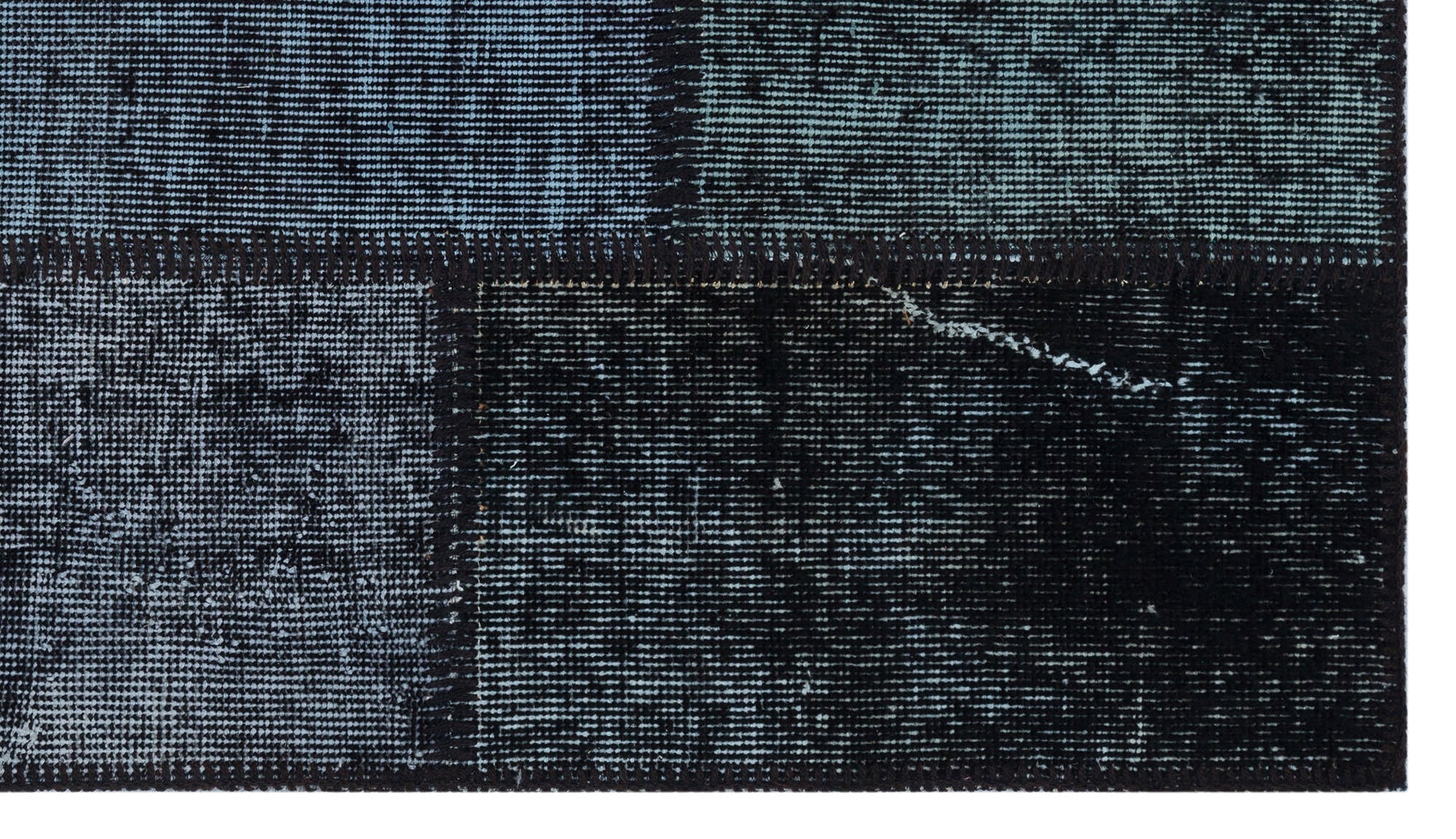 Iskece 31377 Black Patchwork Wool Handmade Area Rug 2'7" x 4'11"