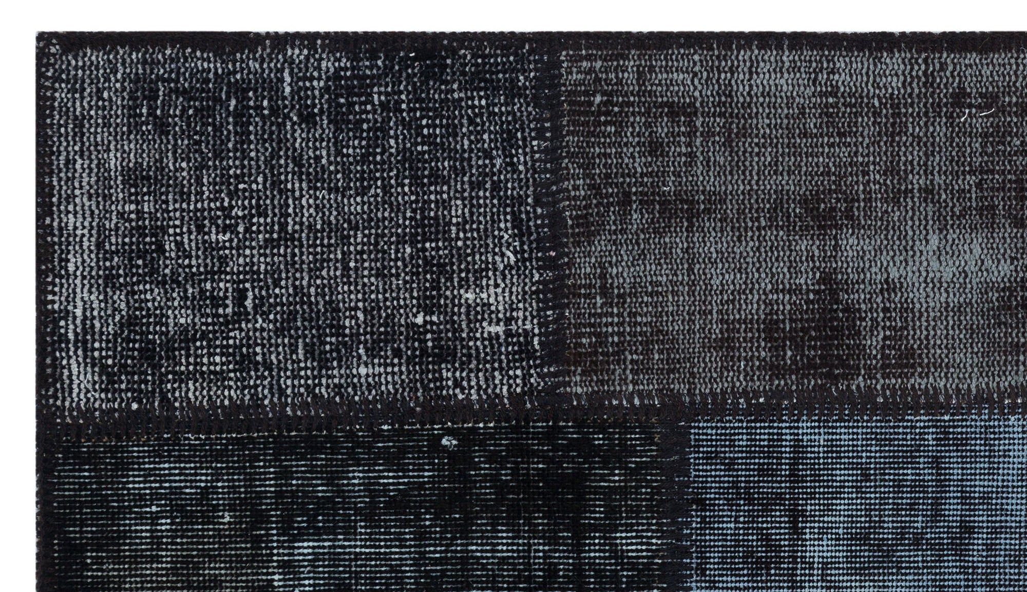 Iskece 31377 Black Patchwork Wool Handmade Area Rug 2'7" x 4'11"