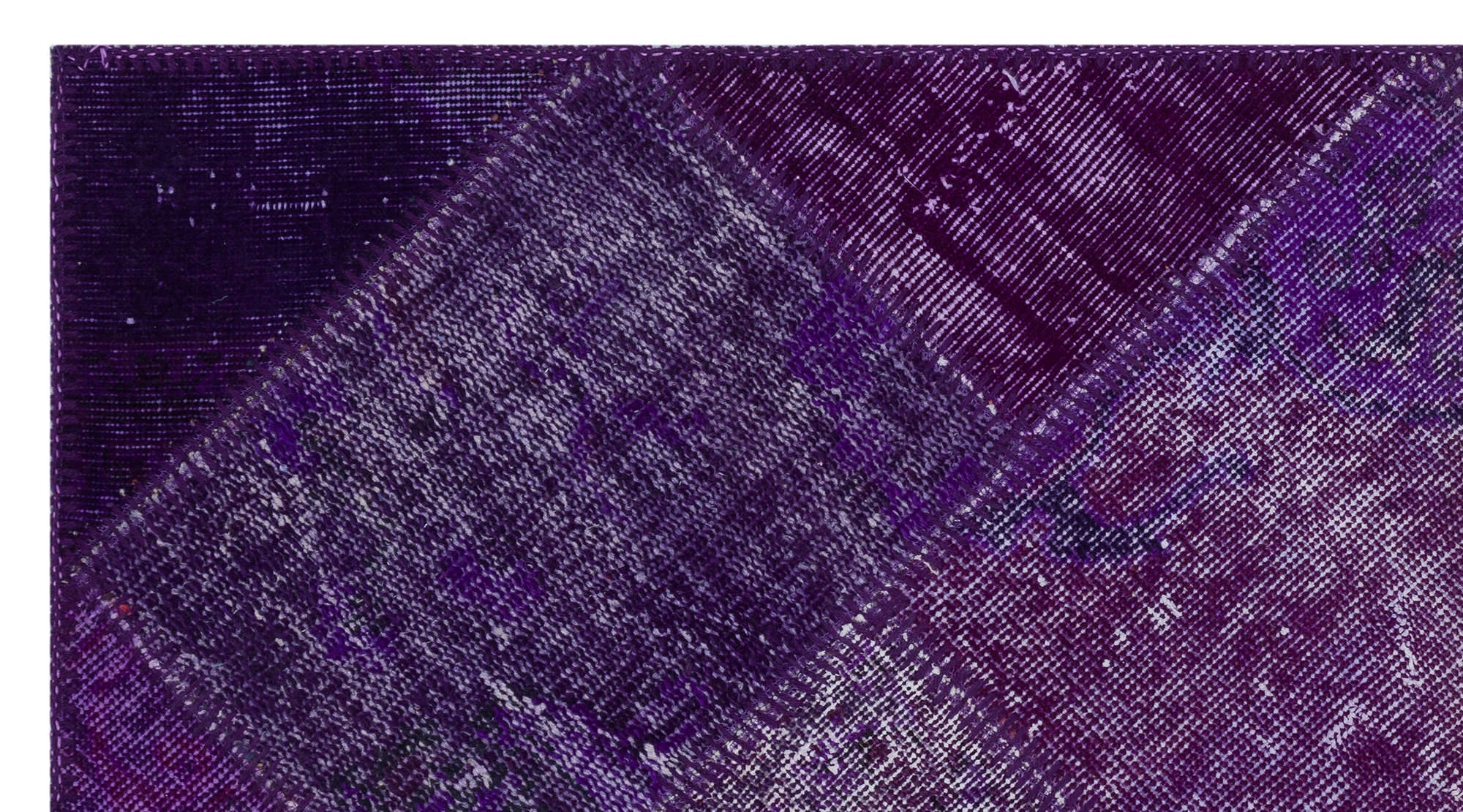 Iskece 31381 Purple Patchwork Wool Handmade Area Rug 2'7" x 4'11"
