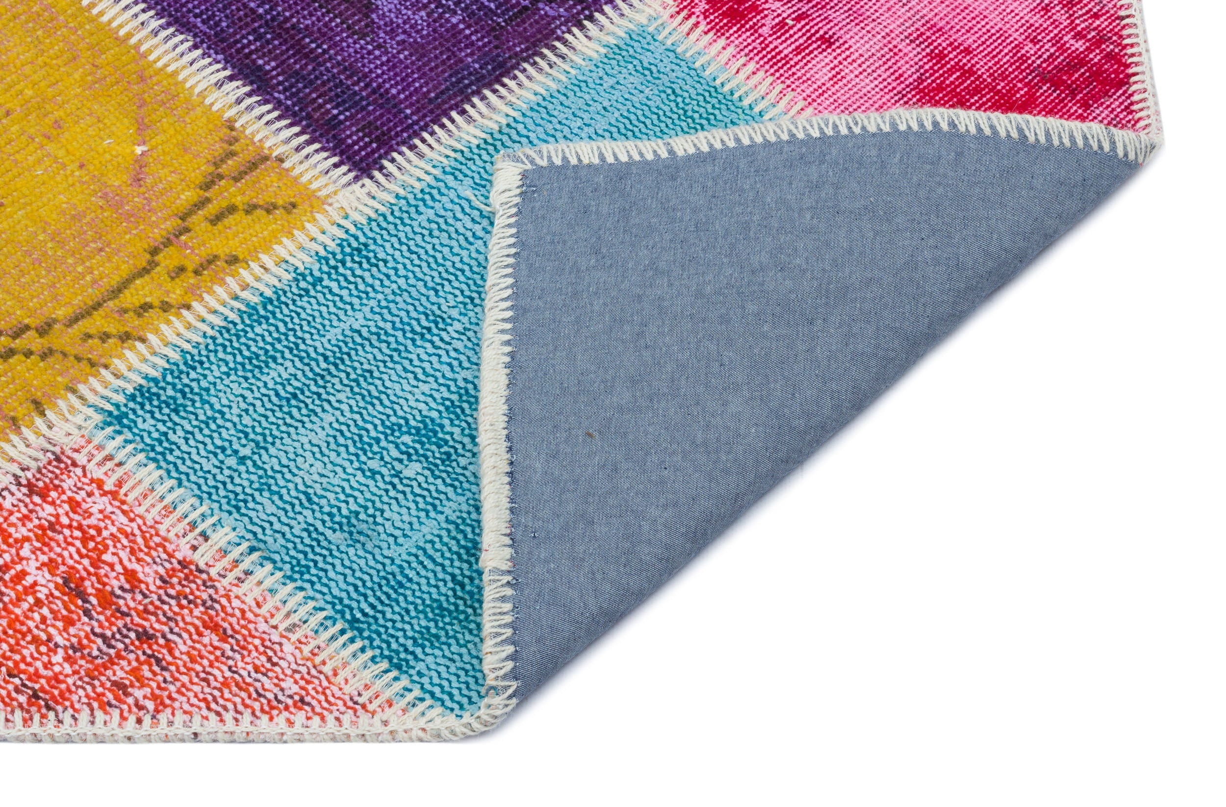 Iskece 31390 Beige Patchwork Wool Handmade Area Rug 2'7" x 4'11"