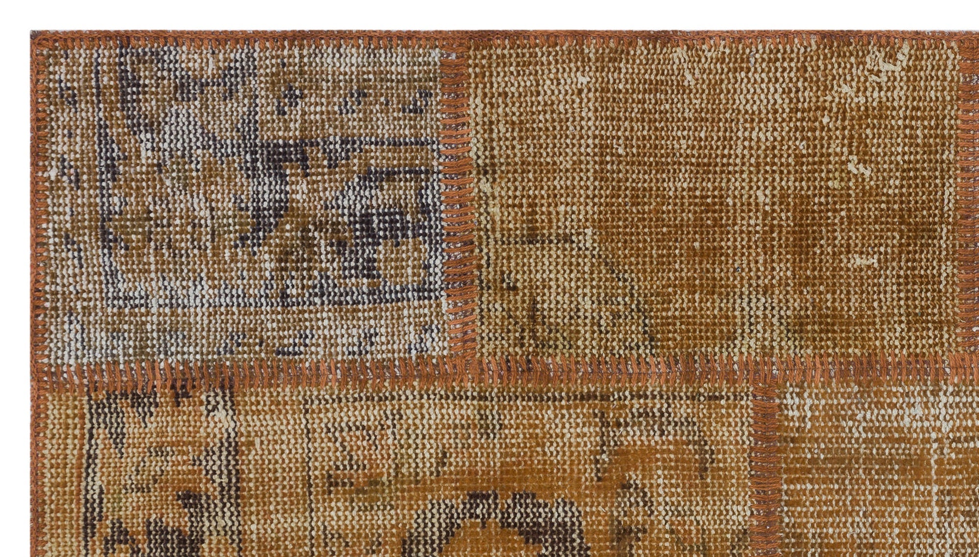 Iskece 31392 Brown Patchwork Wool Handmade Area Rug 2'7" x 4'11"