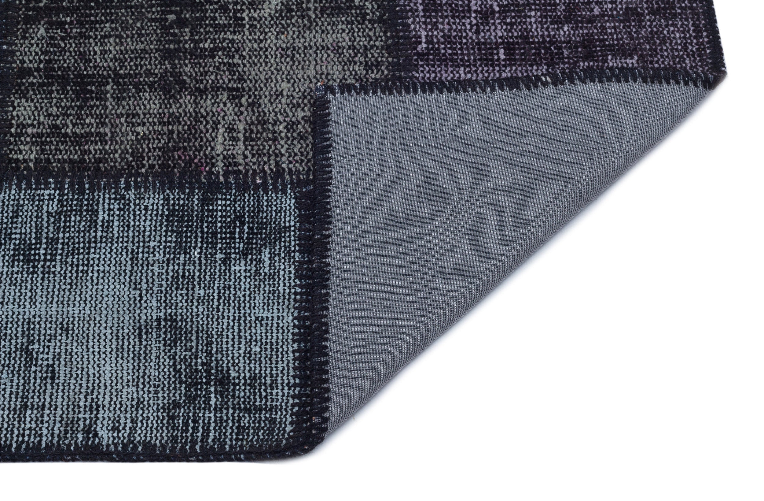 Iskece 31394 Black Patchwork Wool Handmade Area Rug 2'7" x 4'11"