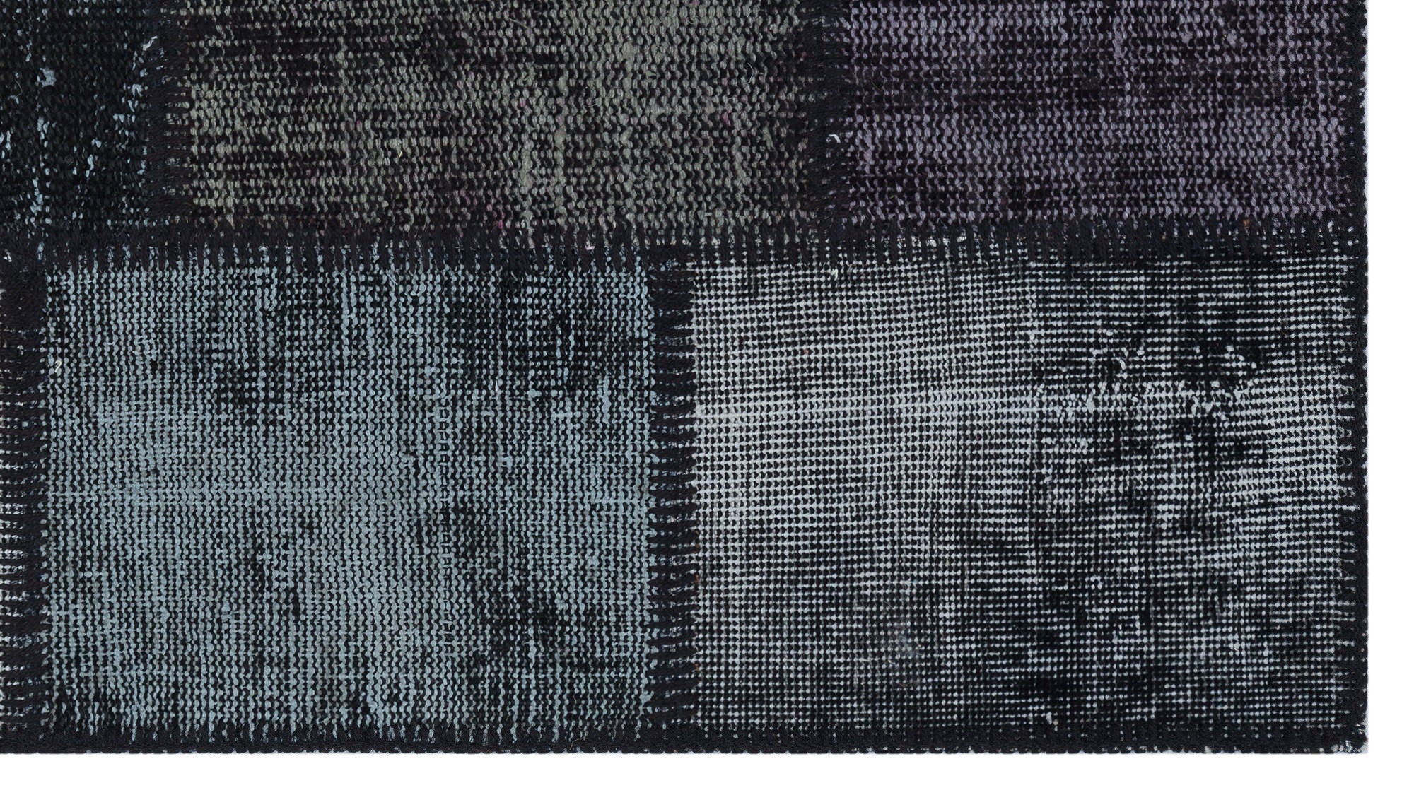 Iskece 31394 Black Patchwork Wool Handmade Area Rug 2'7" x 4'11"
