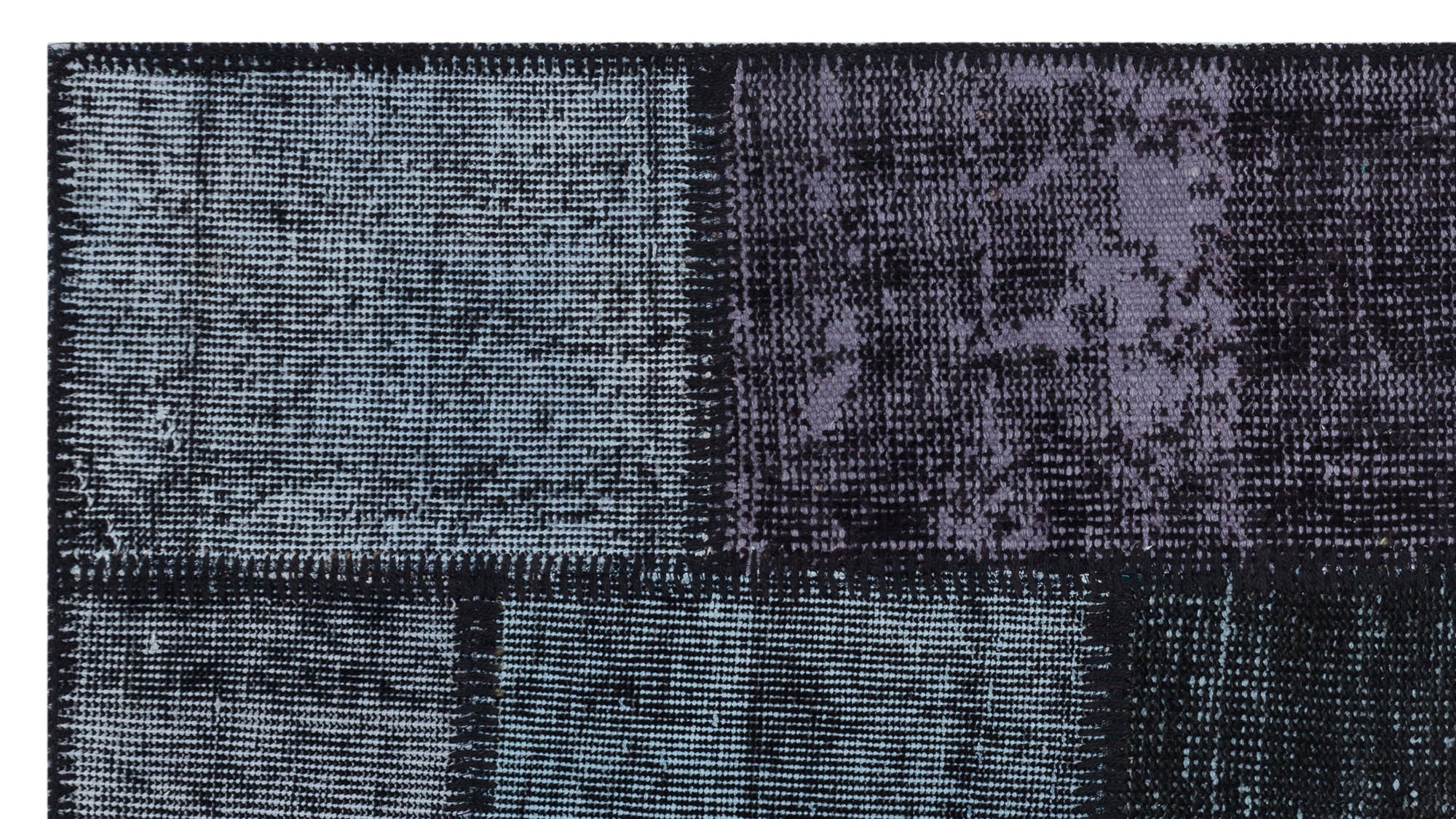 Iskece 31394 Black Patchwork Wool Handmade Area Rug 2'7" x 4'11"