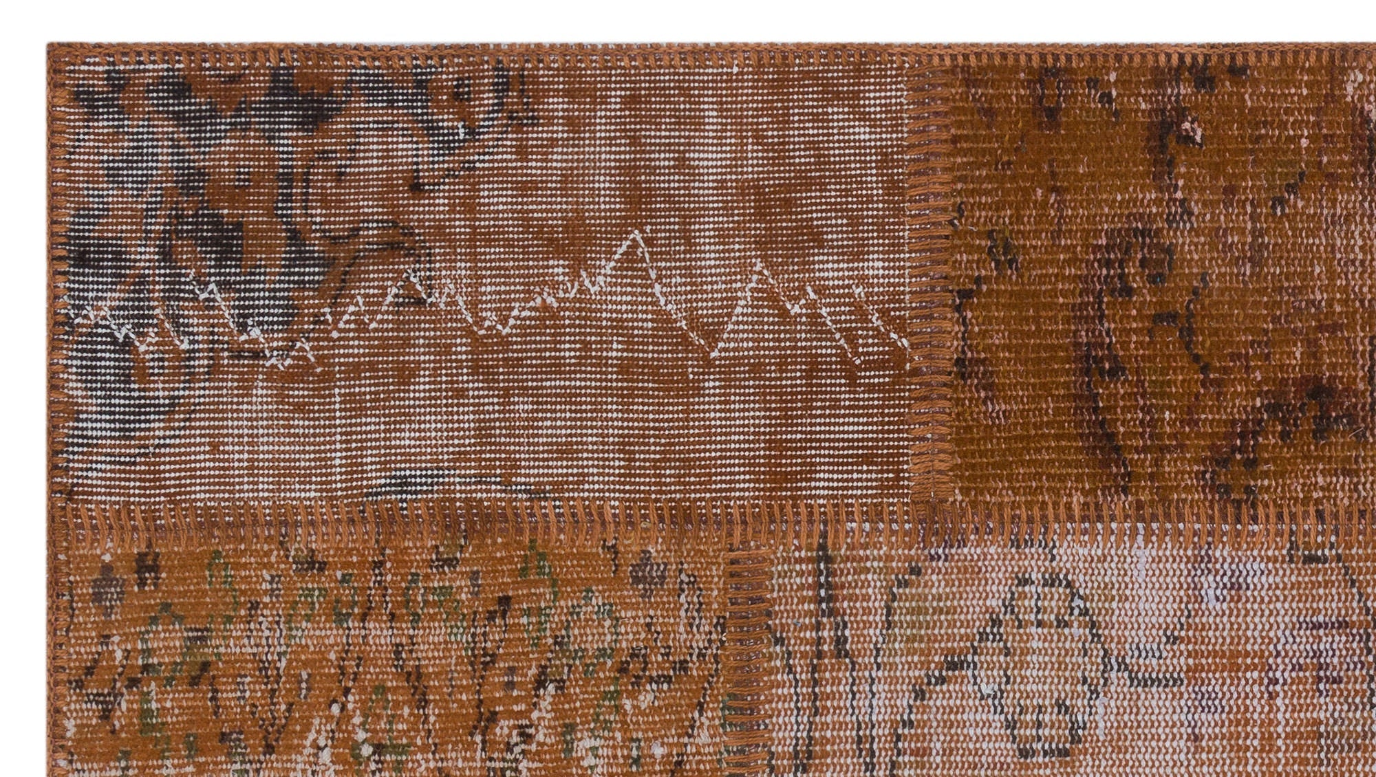 Iskece 31395 Brown Patchwork Wool Handmade Area Rug 2'7" x 4'11"