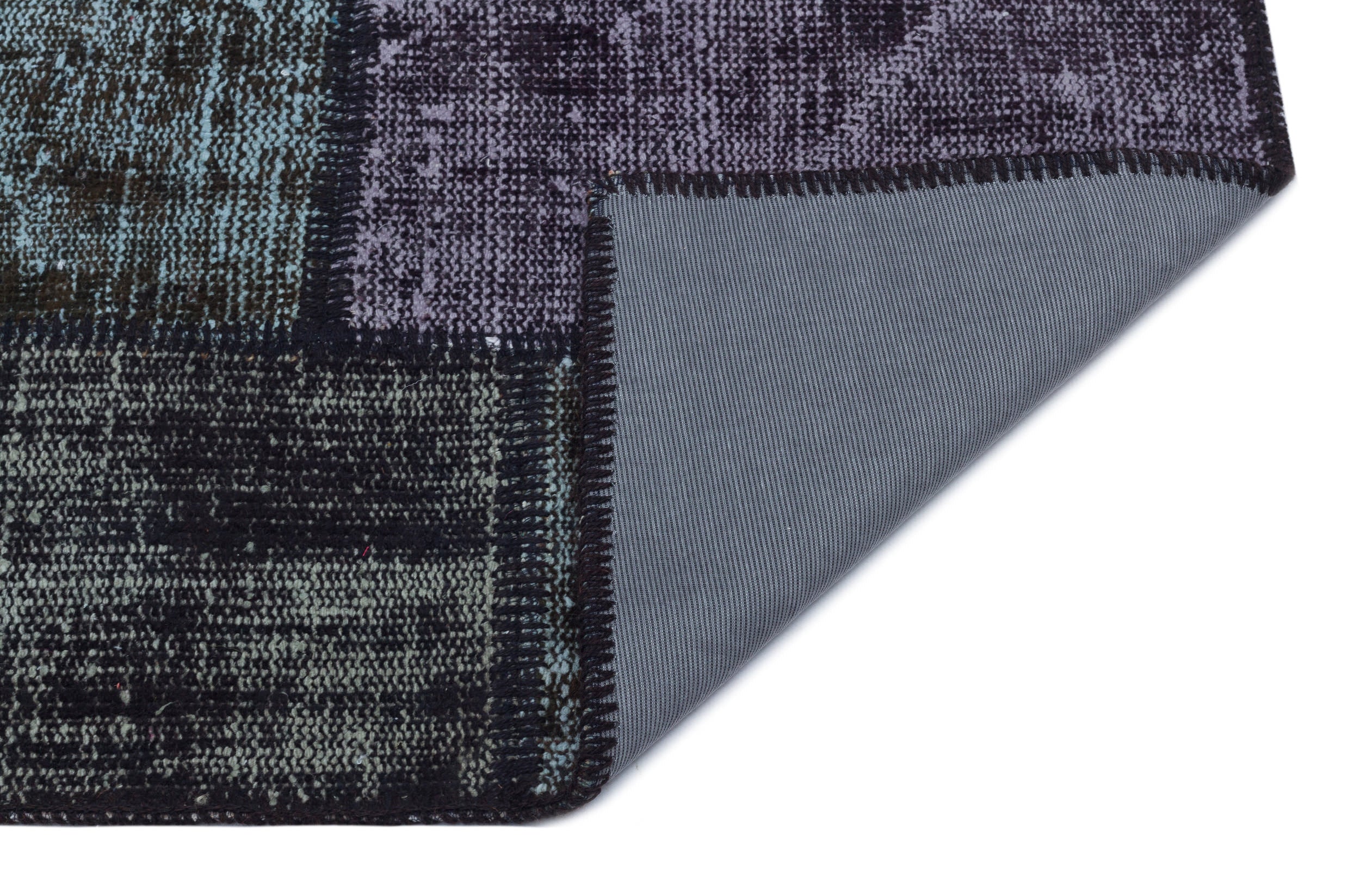 Iskece 31396 Black Patchwork Wool Handmade Area Rug 2'7" x 4'11"
