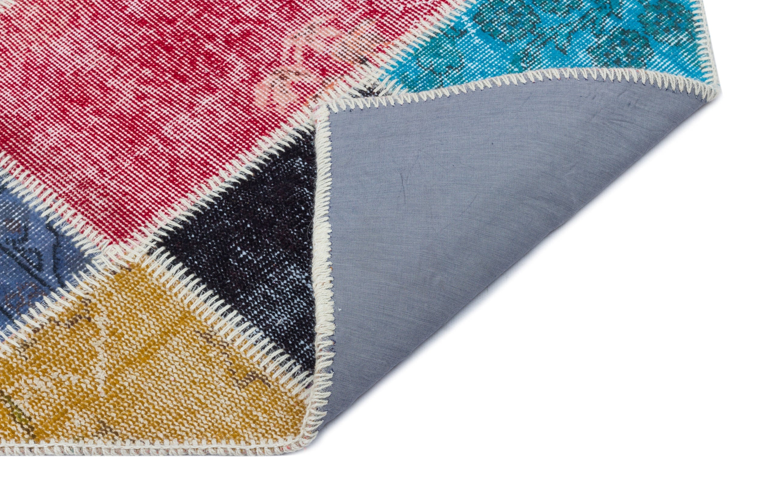 Iskece 31401 Beige Patchwork Wool Handmade Area Rug 2'7" x 4'11"