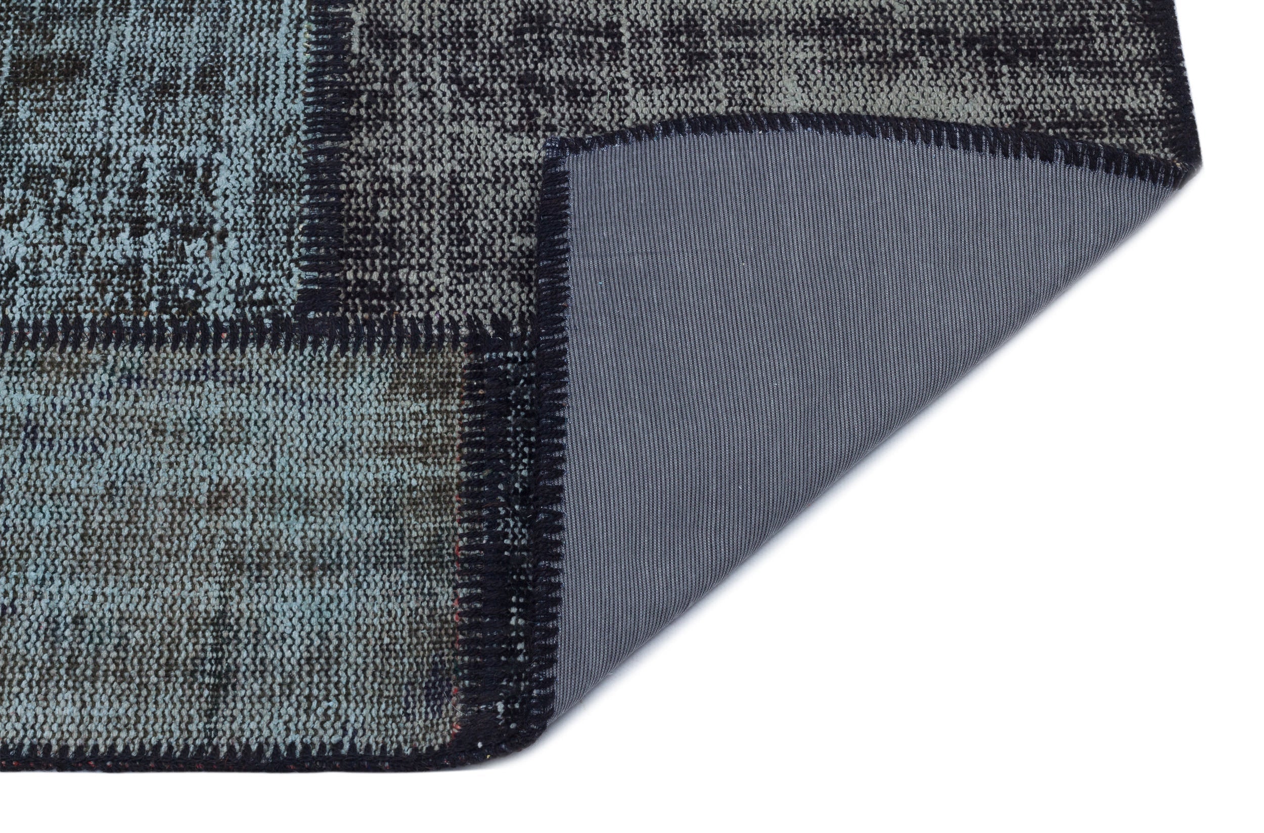 Iskece 31404 Black Patchwork Wool Handmade Area Rug 2'7" x 4'11"