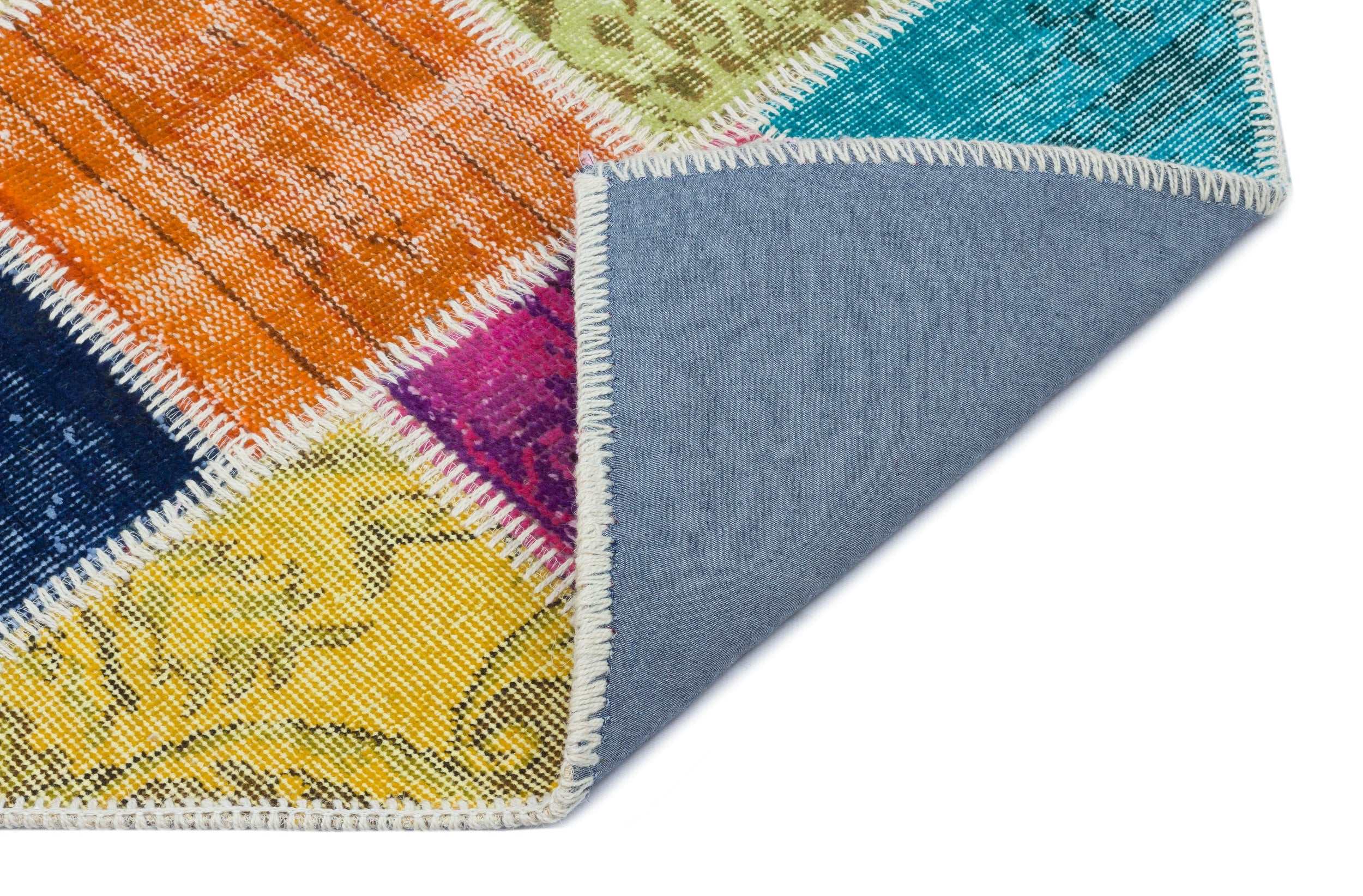Iskece 31414 Beige Patchwork Wool Handmade Area Rug 2'7" x 4'11"