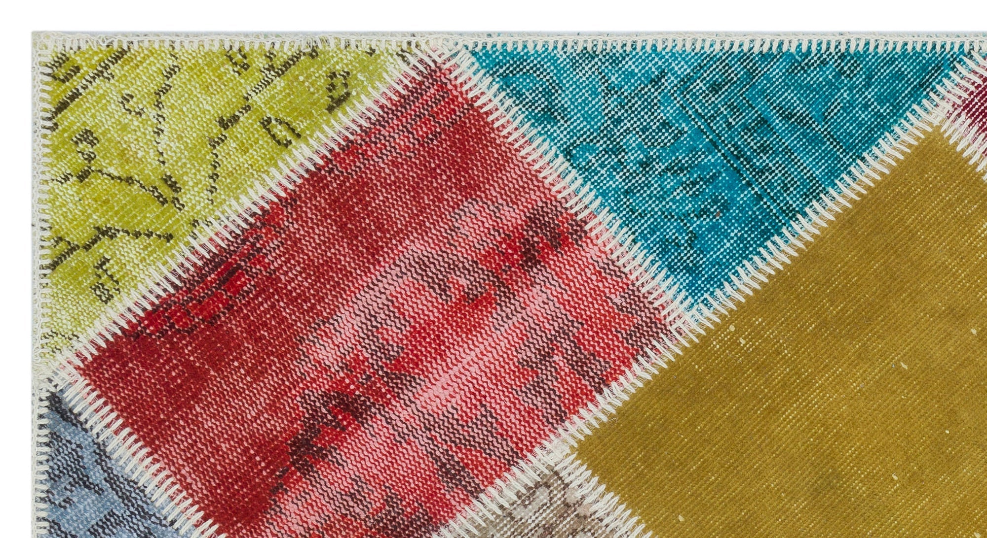 Iskece 31414 Beige Patchwork Wool Handmade Area Rug 2'7" x 4'11"