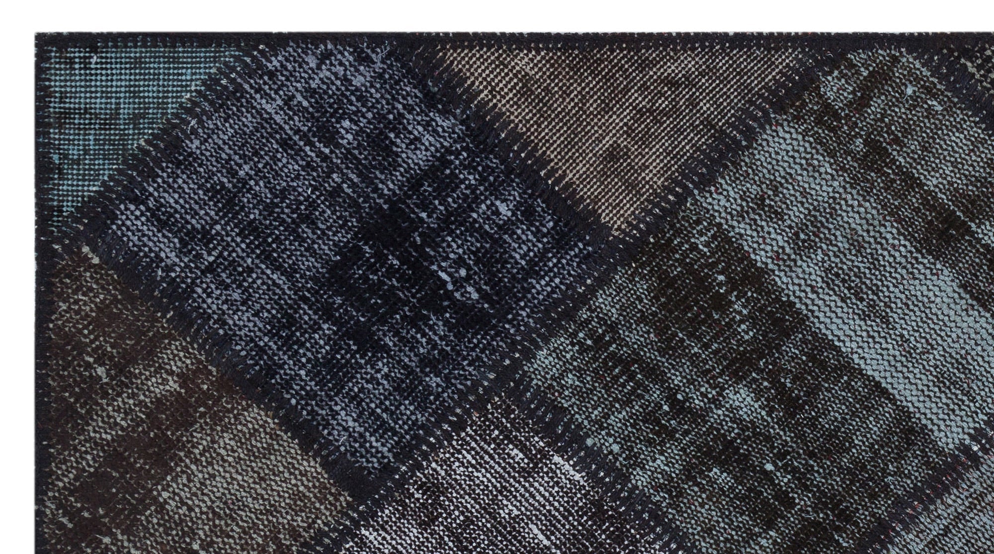 Iskece 31415 Black Patchwork Wool Handmade Area Rug 2'7" x 4'11"