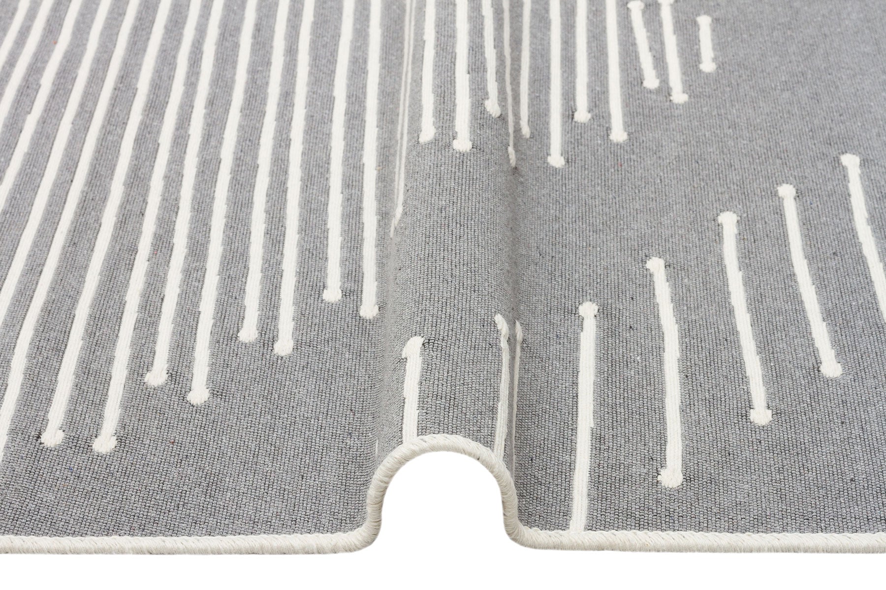 Grey Geometric Kilim Rug - Washable Cotton Double Sided Woven Rug