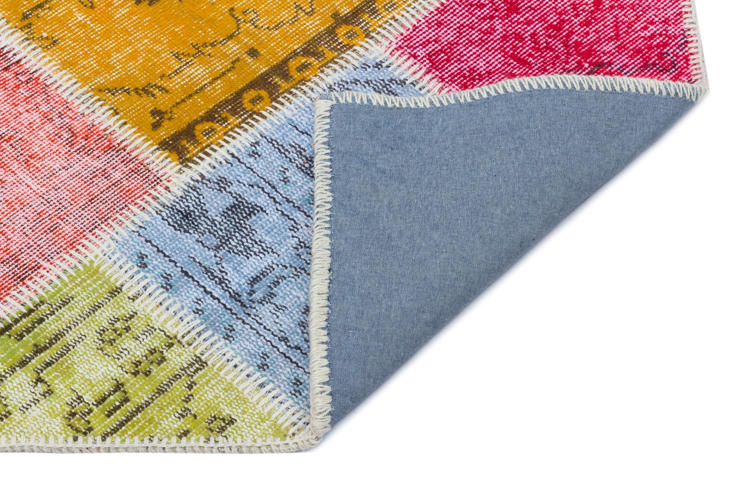 Iskece 31421 Beige Patchwork Wool Handmade Area Rug 2'7" x 4'11"