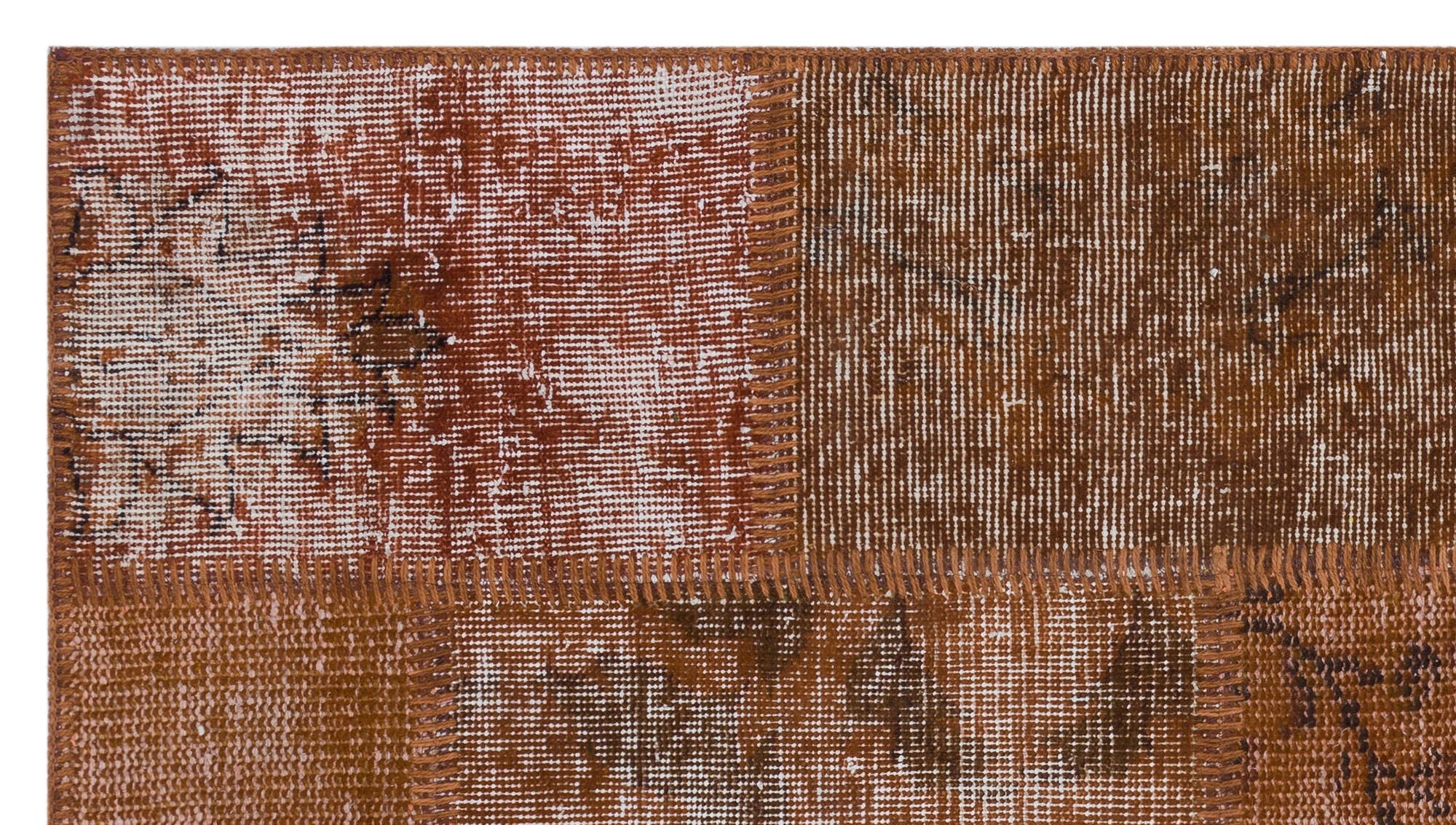 Iskece 31423 Brown Patchwork Wool Handmade Area Rug 2'7" x 4'11"
