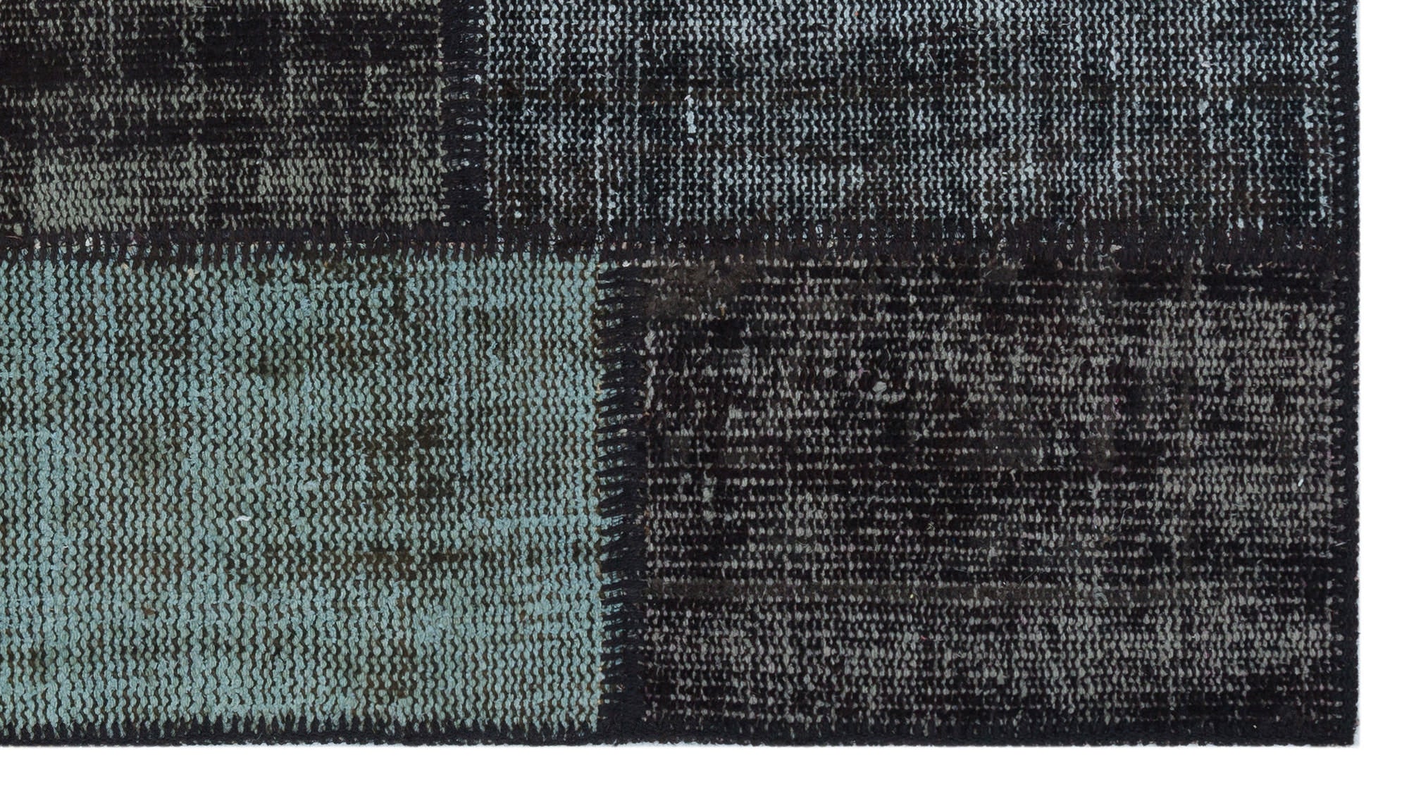Iskece 31425 Black Patchwork Wool Handmade Area Rug 2'7" x 4'11"