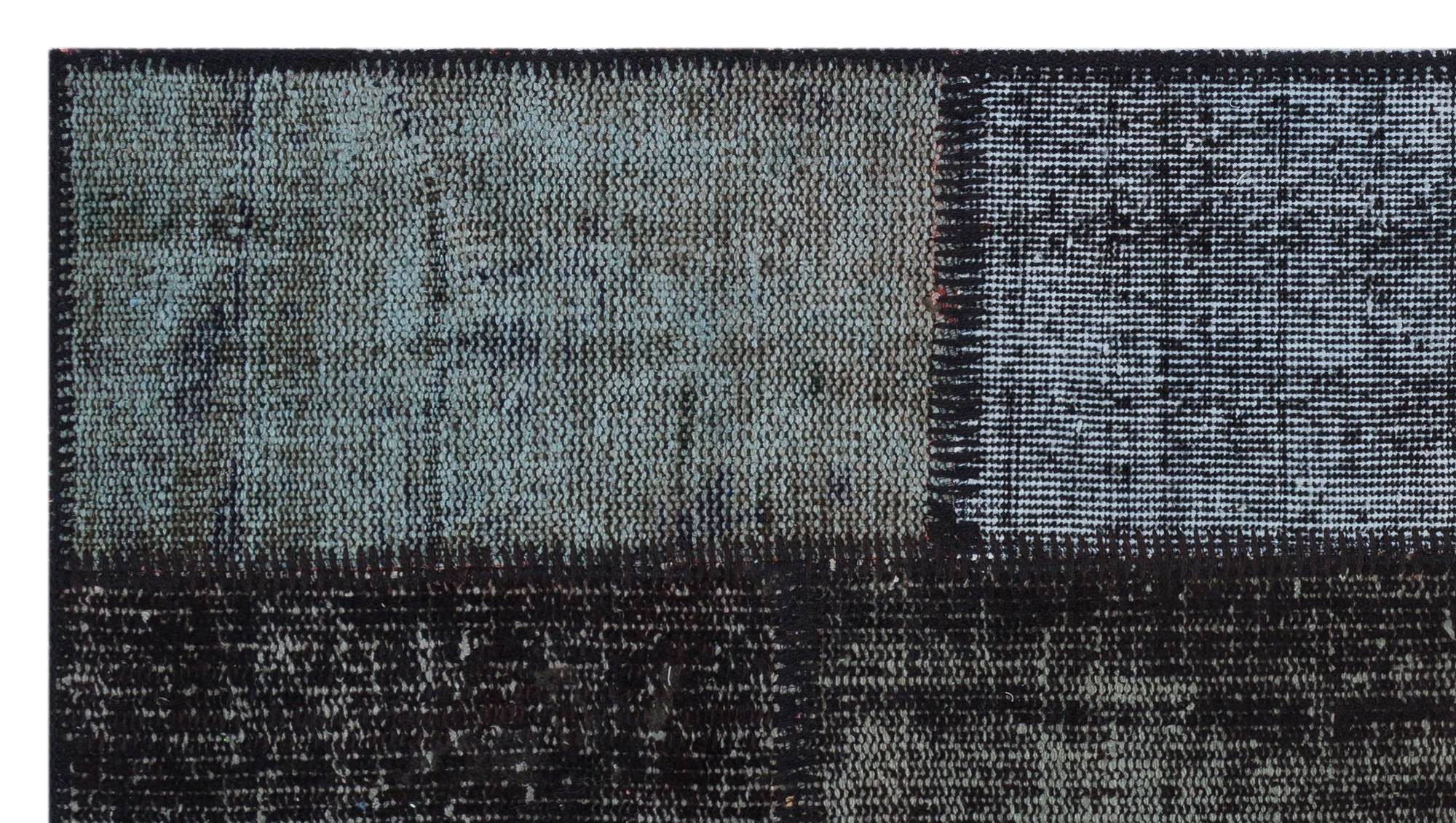 Iskece 31425 Black Patchwork Wool Handmade Area Rug 2'7" x 4'11"