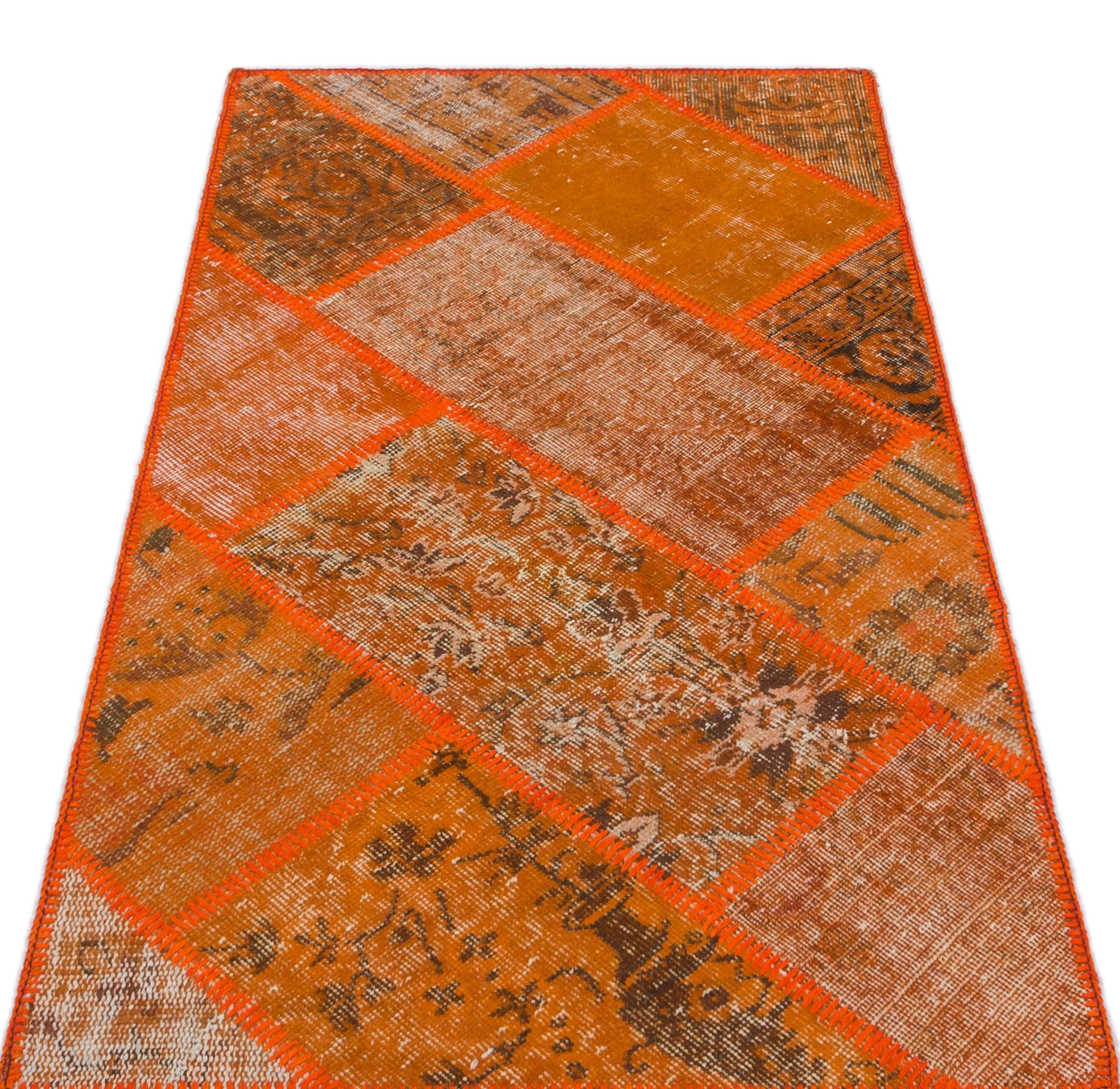 Iskece 31430 Orange Vintage Wool Handmade Area Rug 2'7" x 4'11"